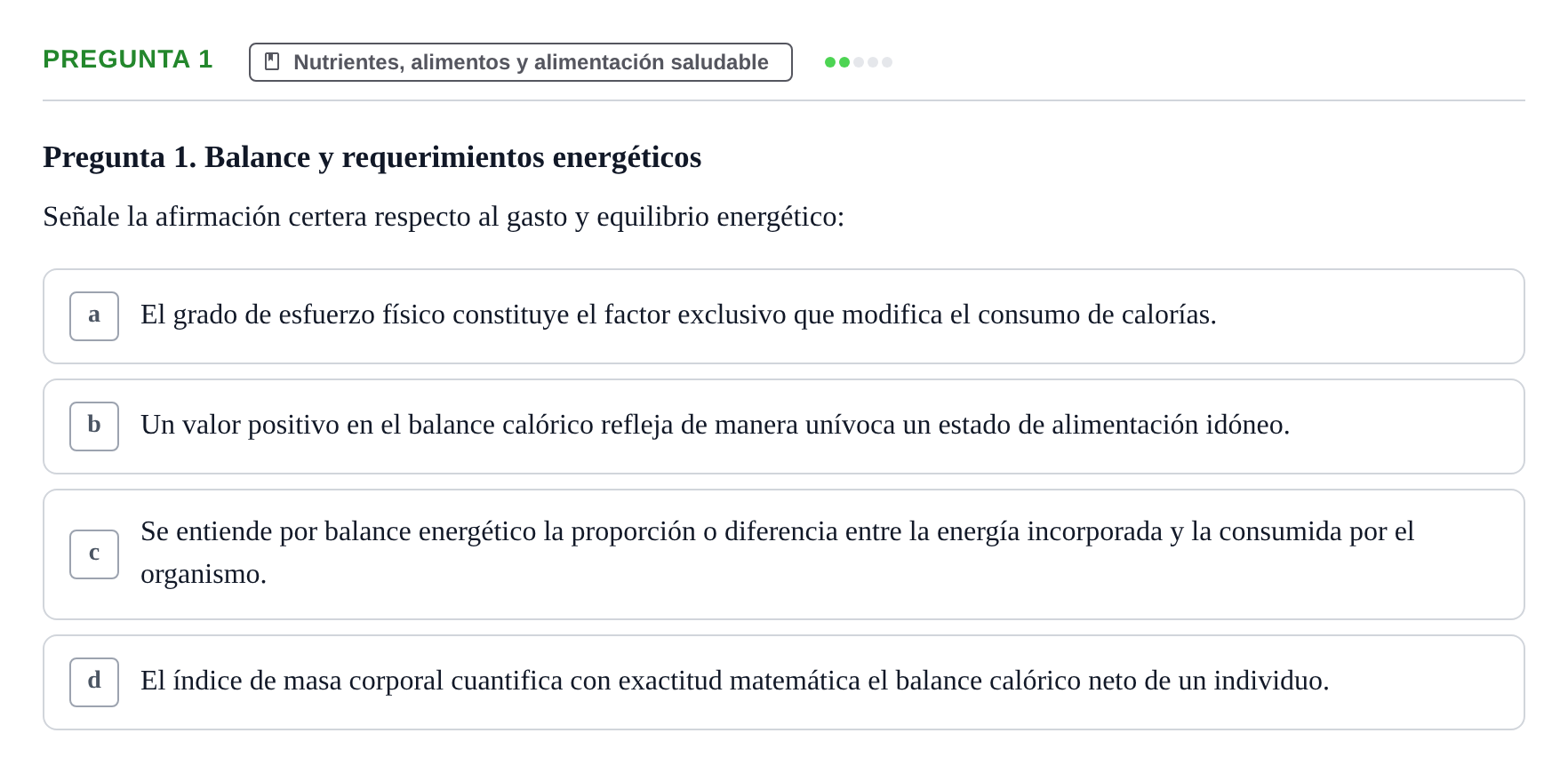 Enunciado: Pregunta 1 · Biología del Cuidado UIC Examen final de Biología del Cuidado