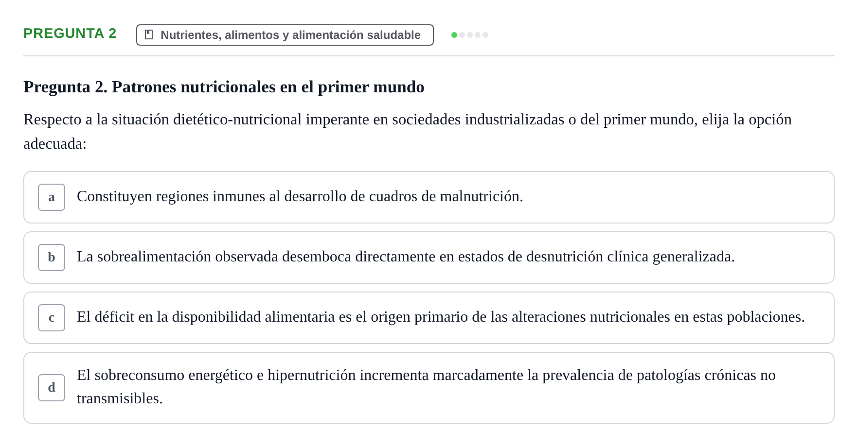 Enunciado: Pregunta 2 · Biología del Cuidado UIC Examen final de Biología del Cuidado