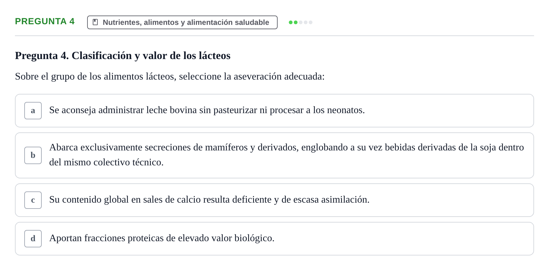 Enunciado: Pregunta 4 · Biología del Cuidado UIC Examen final de Biología del Cuidado