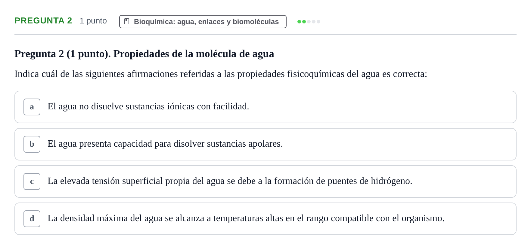 Enunciado: Pregunta 2 · Biología del Cuidado UIC 2022