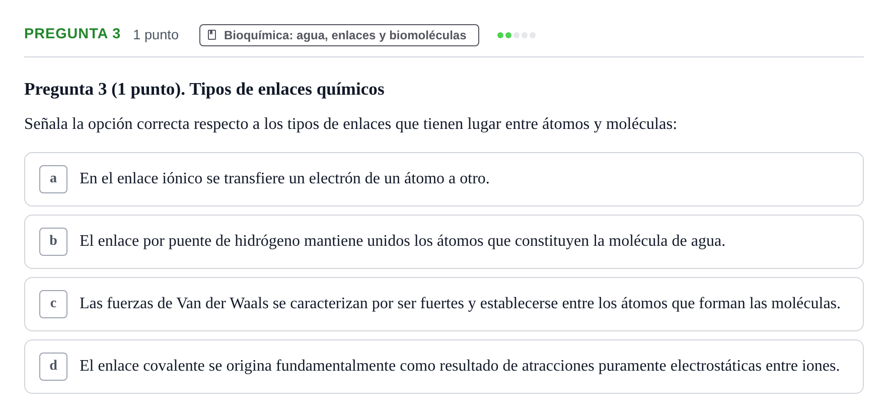 Enunciado: Pregunta 3 · Biología del Cuidado UIC 2022