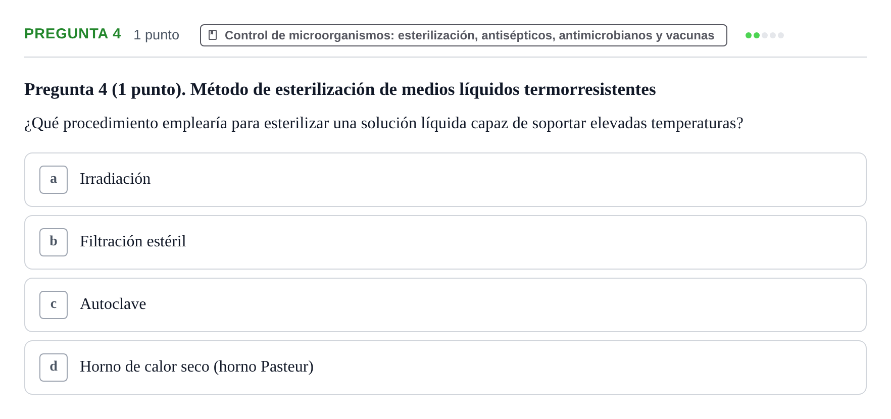 Enunciado: Pregunta 4 · Biología del Cuidado UIC 2022