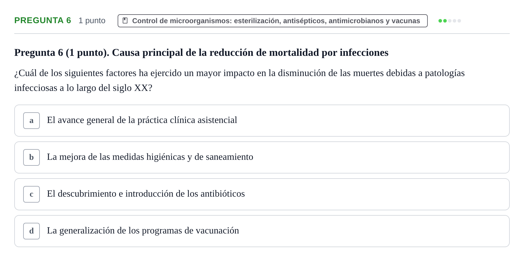 Enunciado: Pregunta 6 · Biología del Cuidado UIC 2022