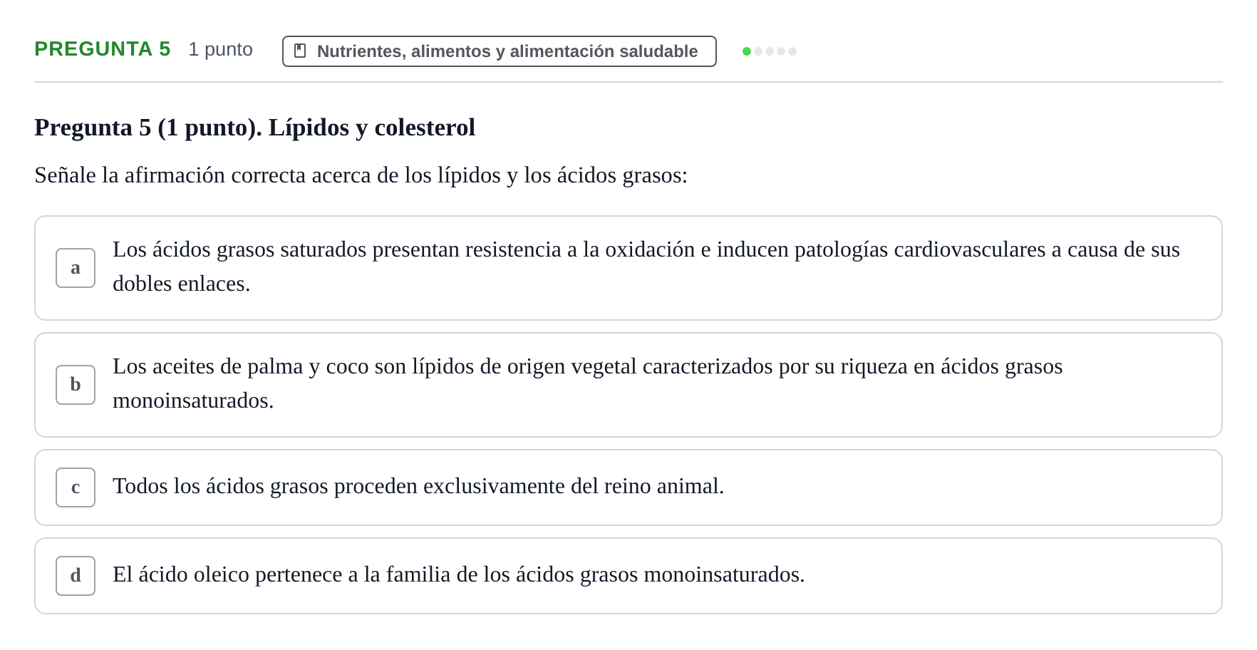 Enunciado: Pregunta 5 · Biología del Cuidado UIC 2022