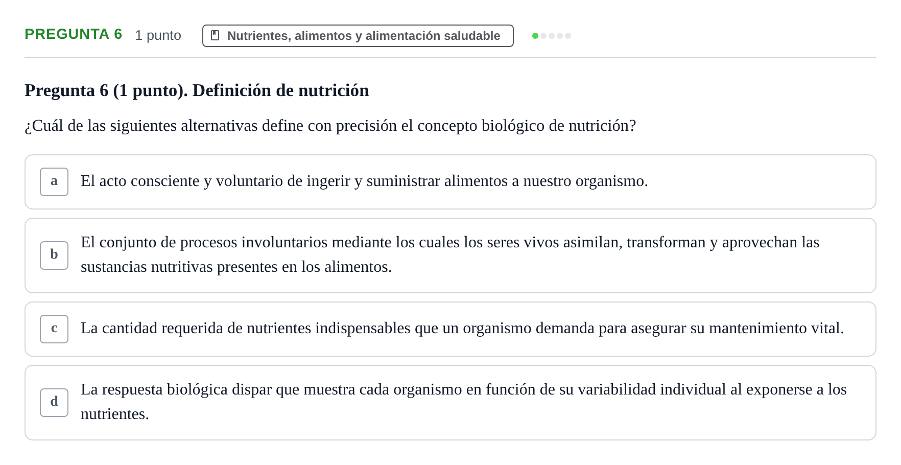 Enunciado: Pregunta 6 · Biología del Cuidado UIC 2022