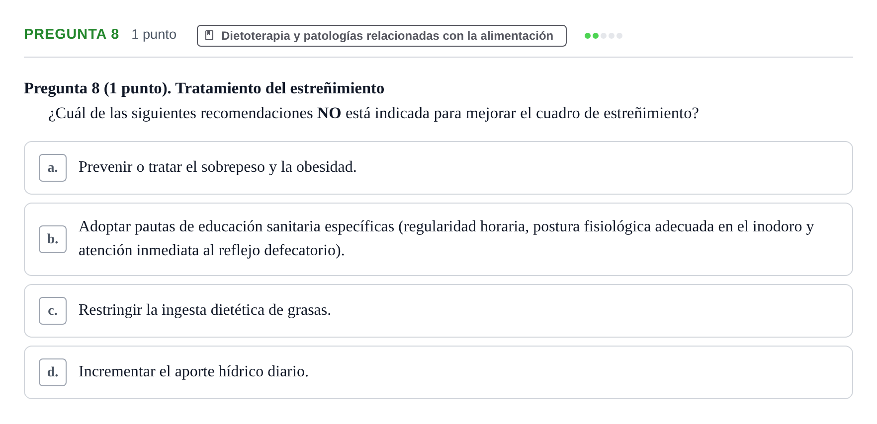 Enunciado: Pregunta 8 · Biología del Cuidado UIC 2022