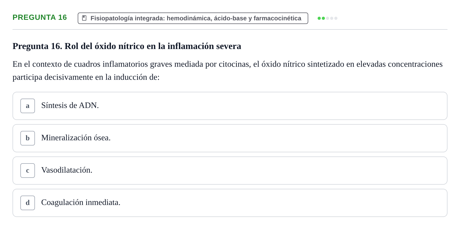 Enunciado: Pregunta 16