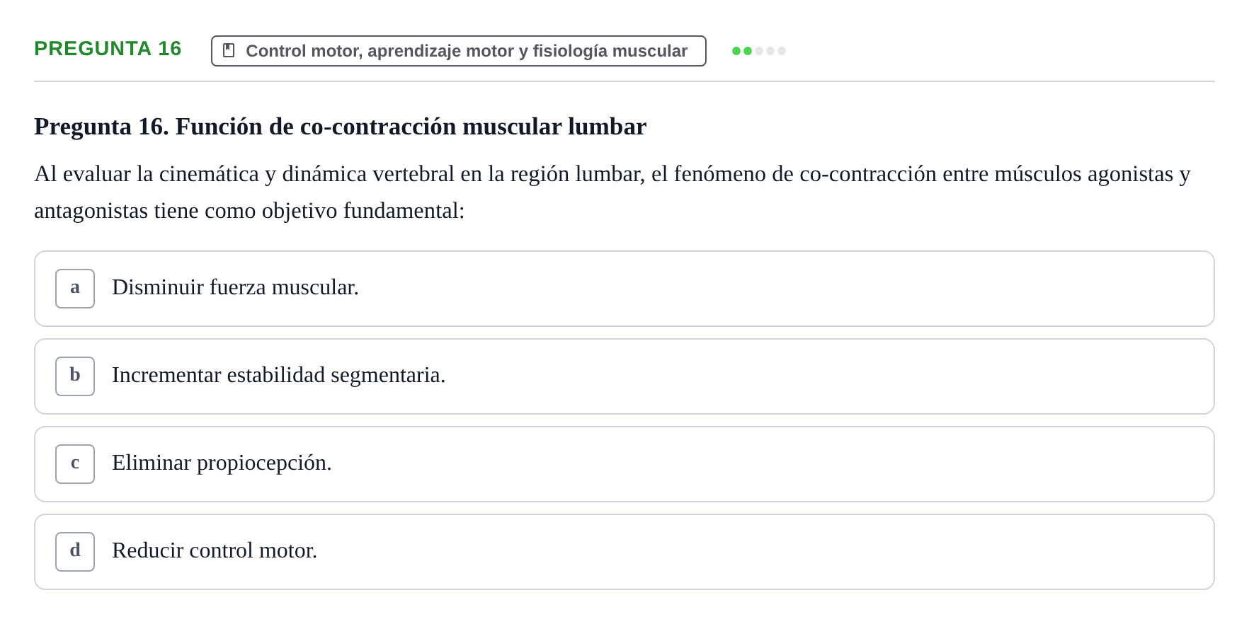 Enunciado: Pregunta 16