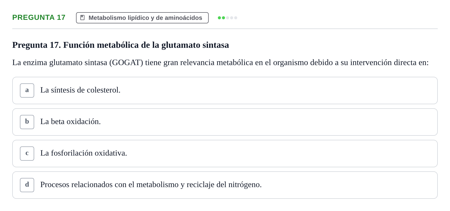 Enunciado: Pregunta 17