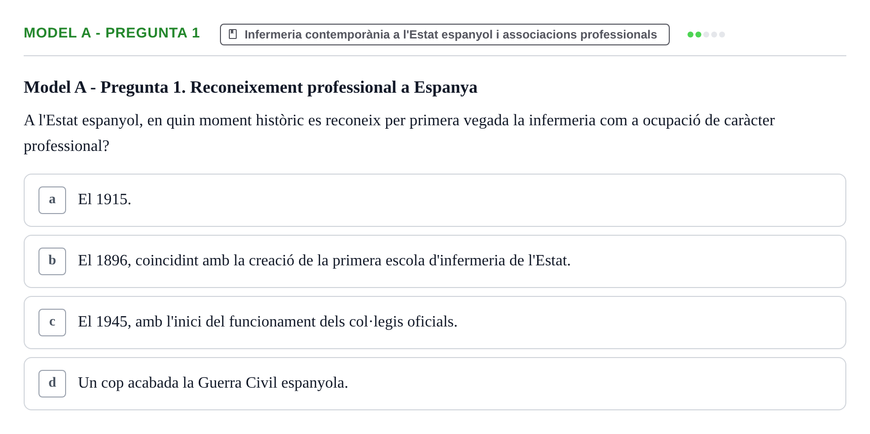 Enunciado: Ejercicio Model A - Pregunta 1 · Bases Teòriques de la Infermeria UVIC Exemples