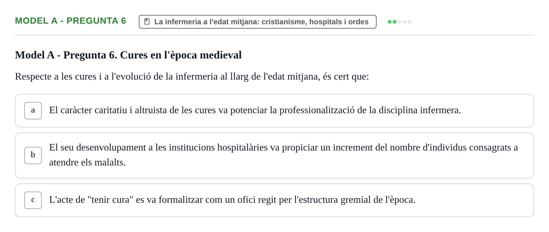 Enunciado: Ejercicio Model A - Pregunta 6 · Bases Teòriques de la Infermeria UVIC Exemples