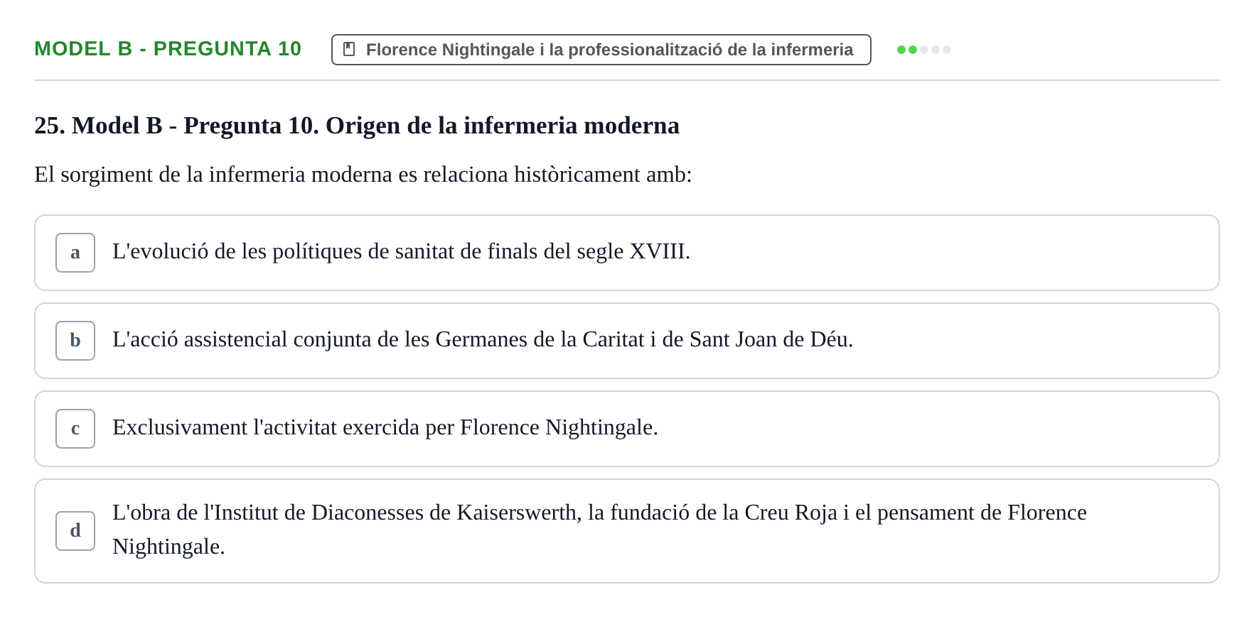 Enunciado: Ejercicio Model B - Pregunta 10 · Bases Teòriques de la Infermeria UVIC Exemples