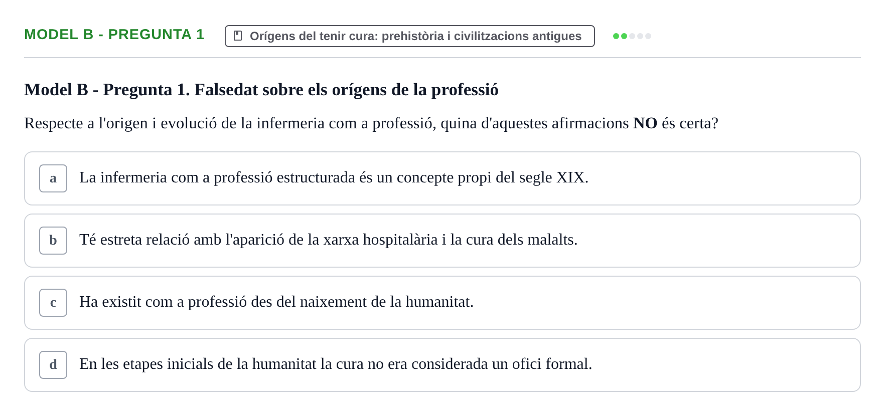 Enunciado: Ejercicio Model B - Pregunta 1 · Bases Teòriques de la Infermeria UVIC Exemples