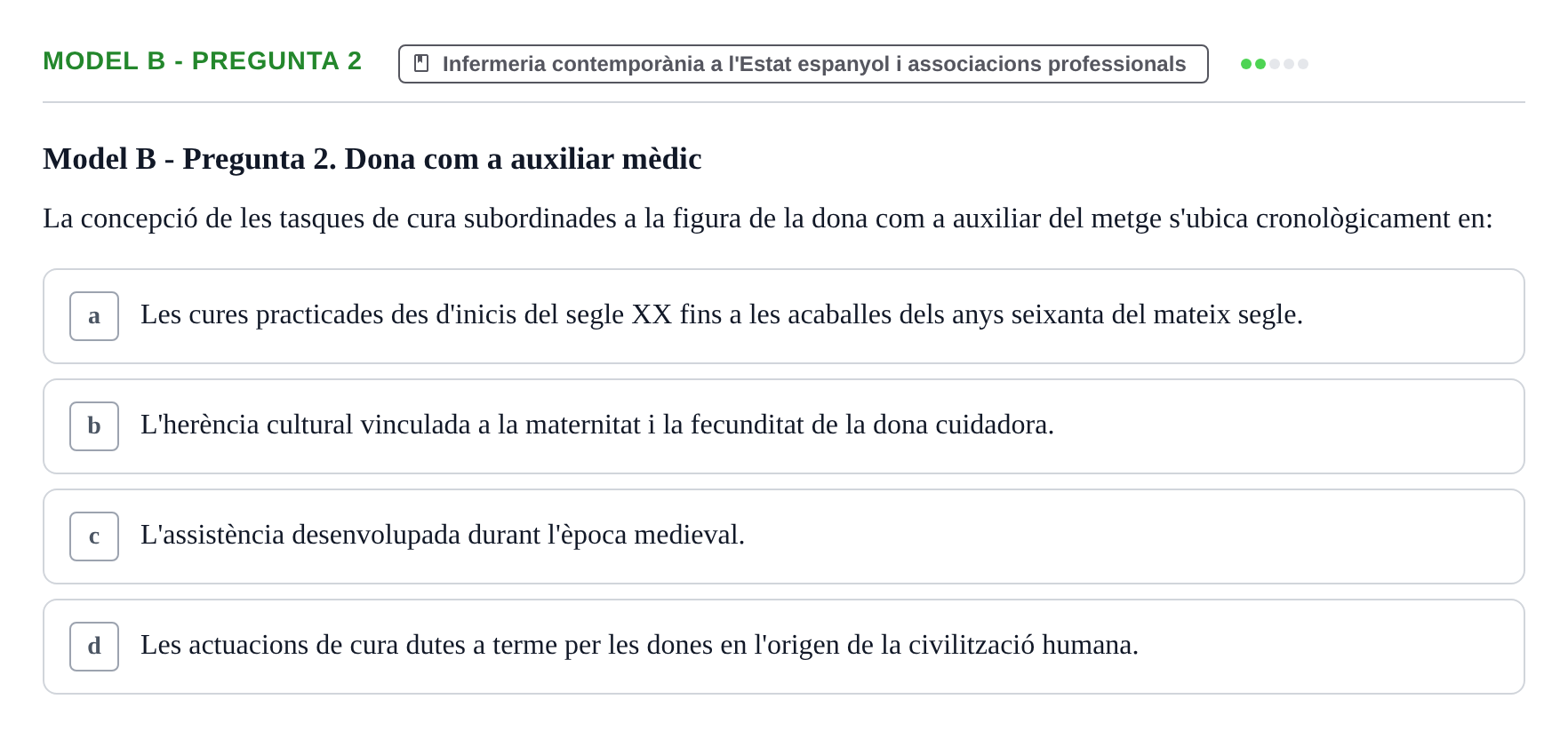 Enunciado: Ejercicio Model B - Pregunta 2 · Bases Teòriques de la Infermeria UVIC Exemples