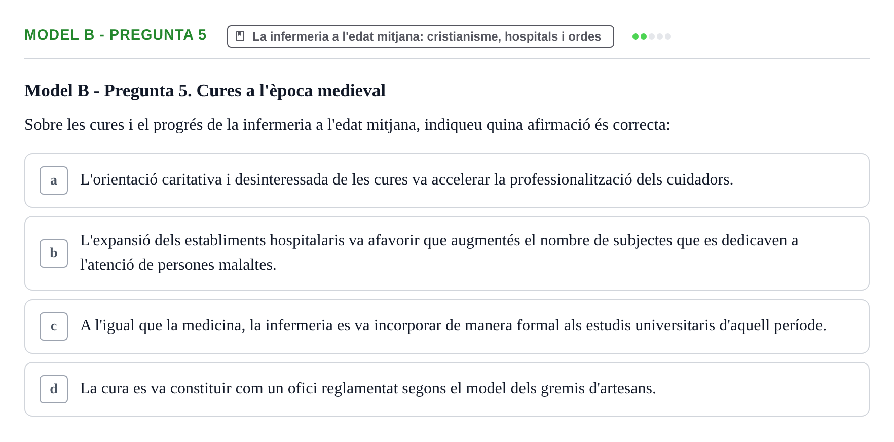 Enunciado: Ejercicio Model B - Pregunta 5 · Bases Teòriques de la Infermeria UVIC Exemples