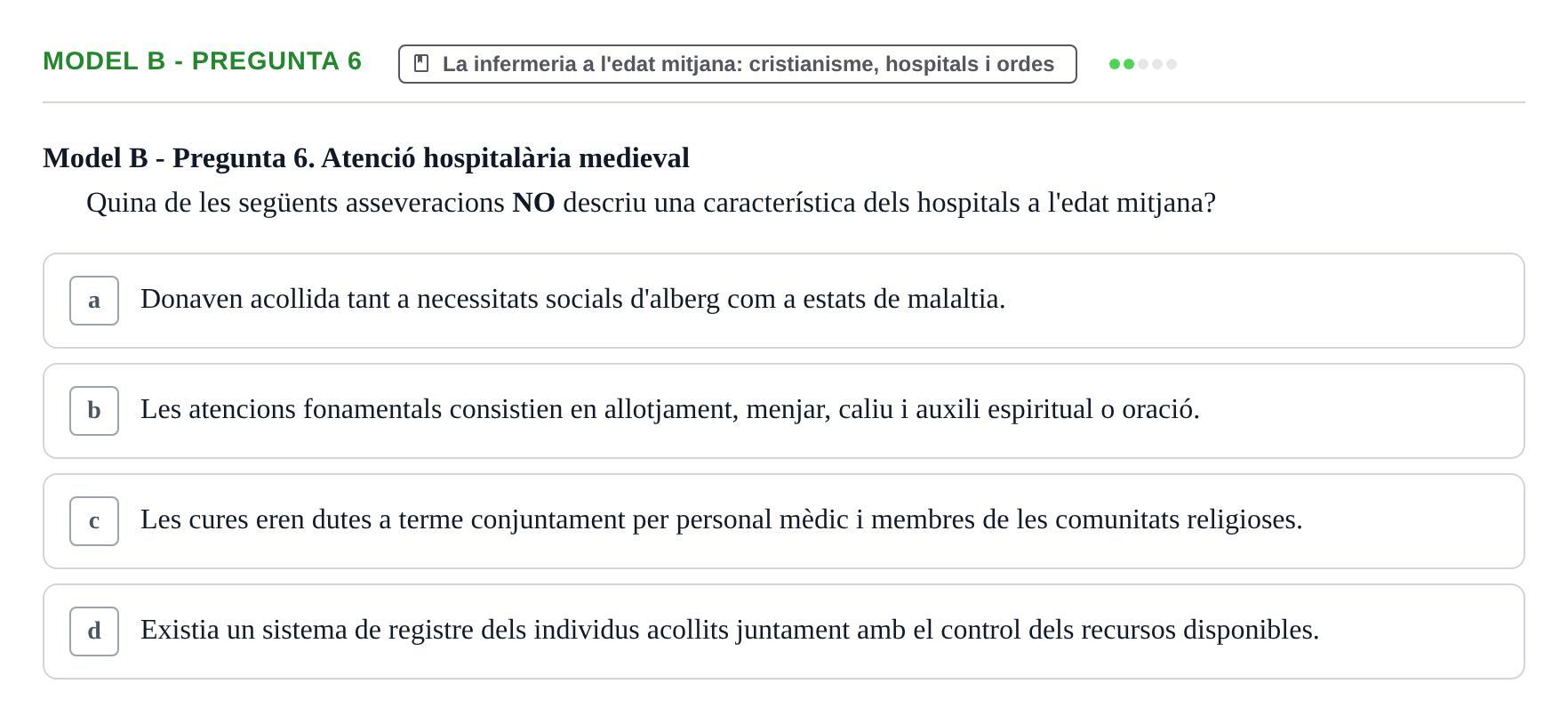 Enunciado: Ejercicio Model B - Pregunta 6 · Bases Teòriques de la Infermeria UVIC Exemples