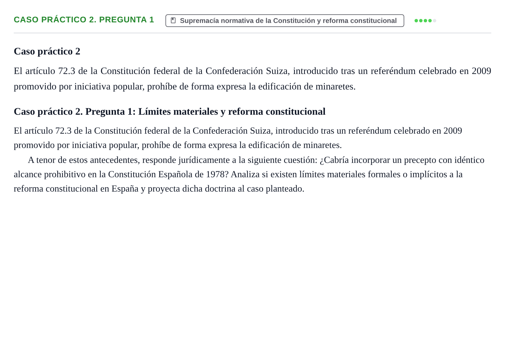 Enunciado: Ejercicio Caso práctico 2. Pregunta 1 · Sistema constitucional español UOC 2025