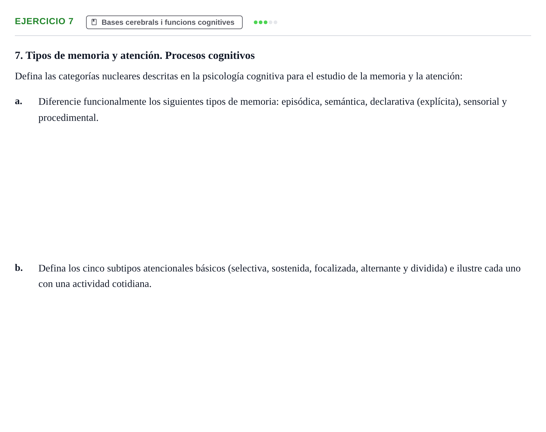 Enunciado: Problema 7 · Psicologia i Cicle Vital UVIC Examen de Repaso: Psicología del Ciclo Vital