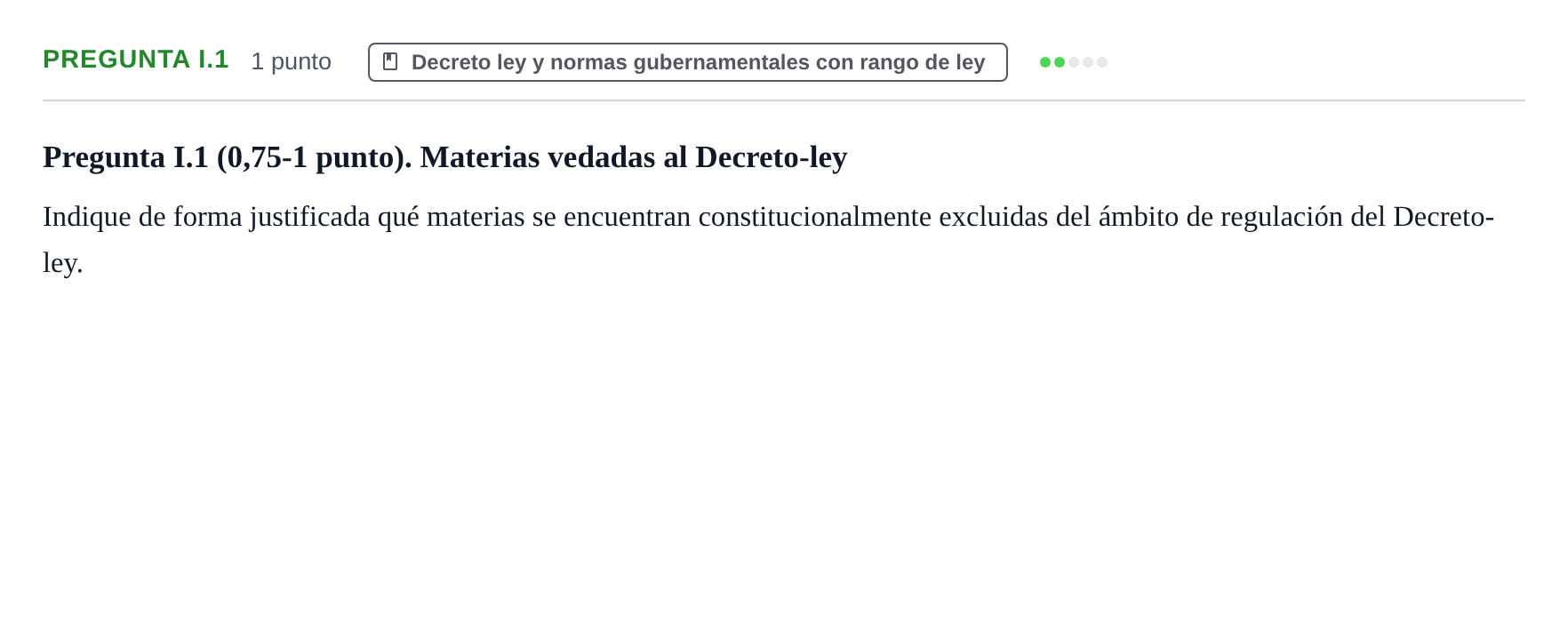 Enunciado: Pregunta I.1 · Sistema constitucional español UOC 2018