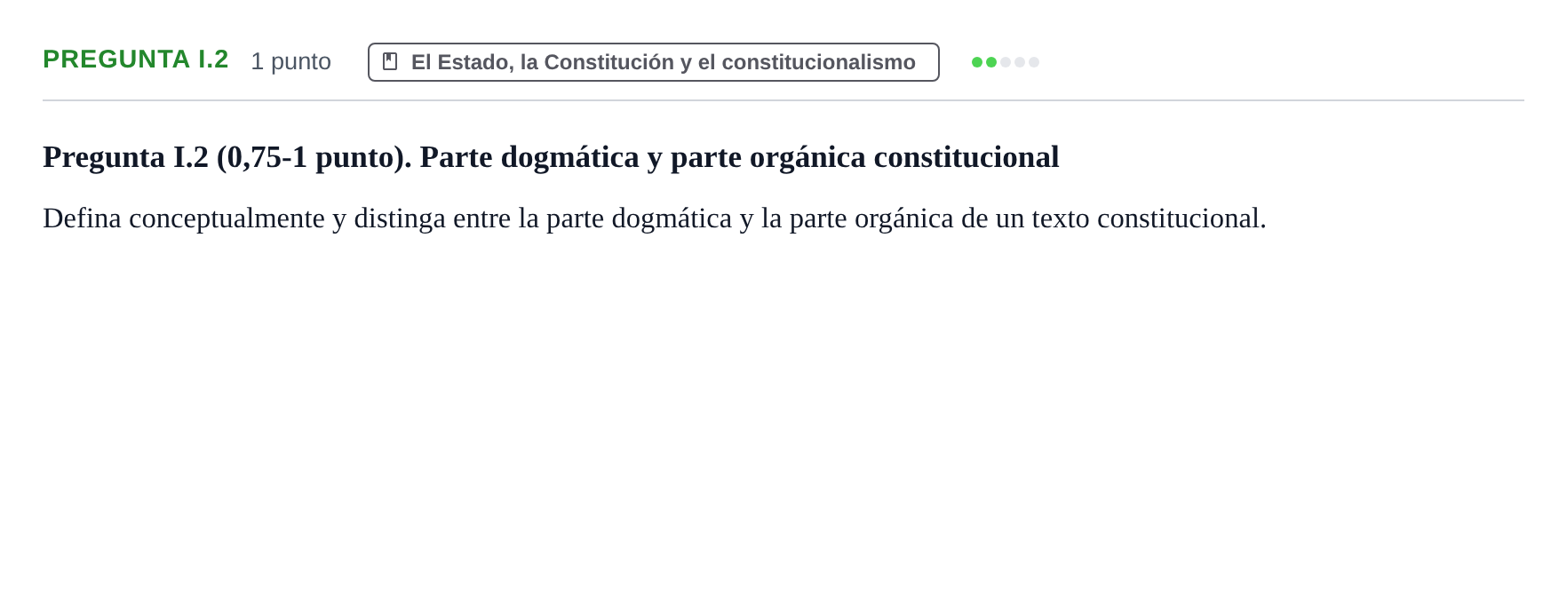 Enunciado: Pregunta I.2 · Sistema constitucional español UOC 2018