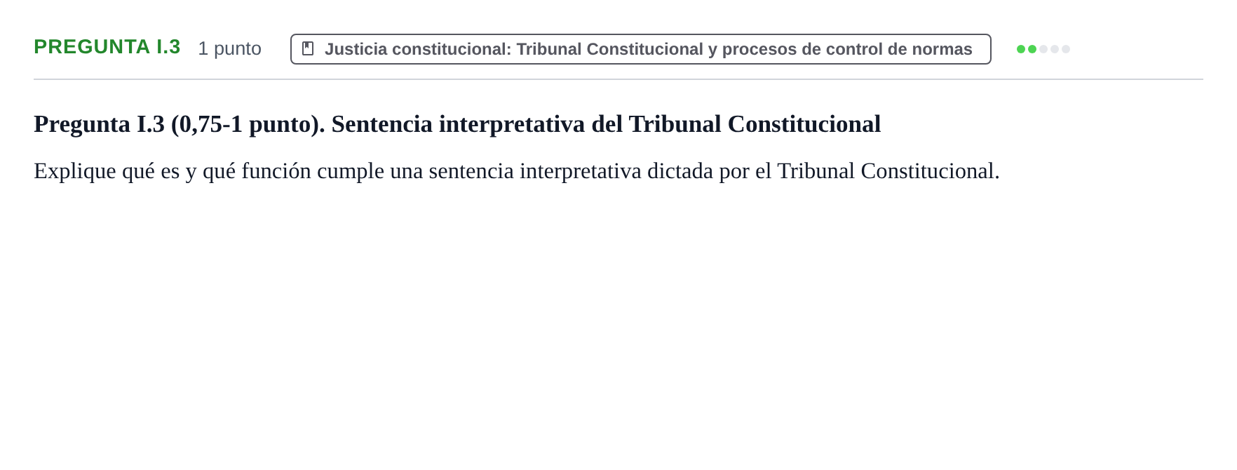 Enunciado: Pregunta I.3 · Sistema constitucional español UOC 2018