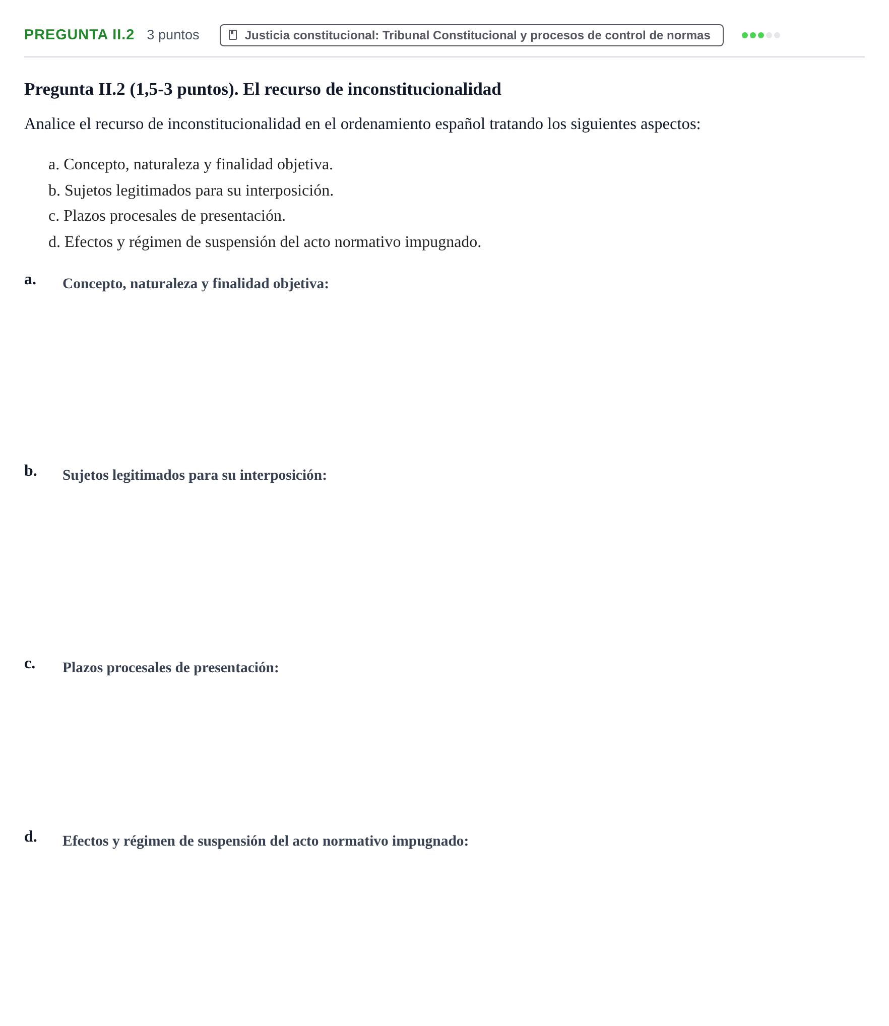 Enunciado: Pregunta II.2 · Sistema constitucional español UOC 2018