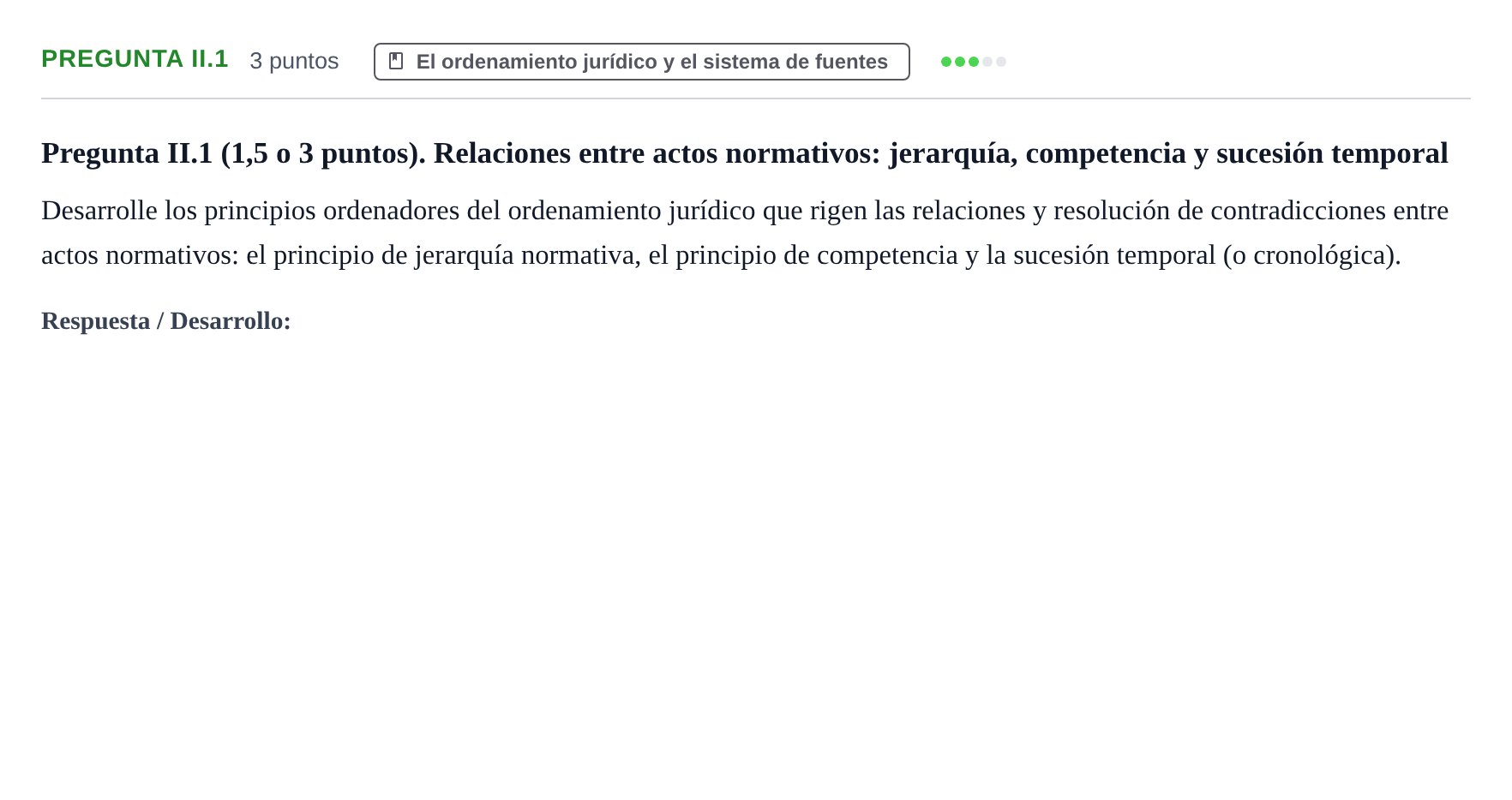 Enunciado: Pregunta II.1 · Sistema constitucional español UOC Examen / Prueba de Síntesis. Modelo 2