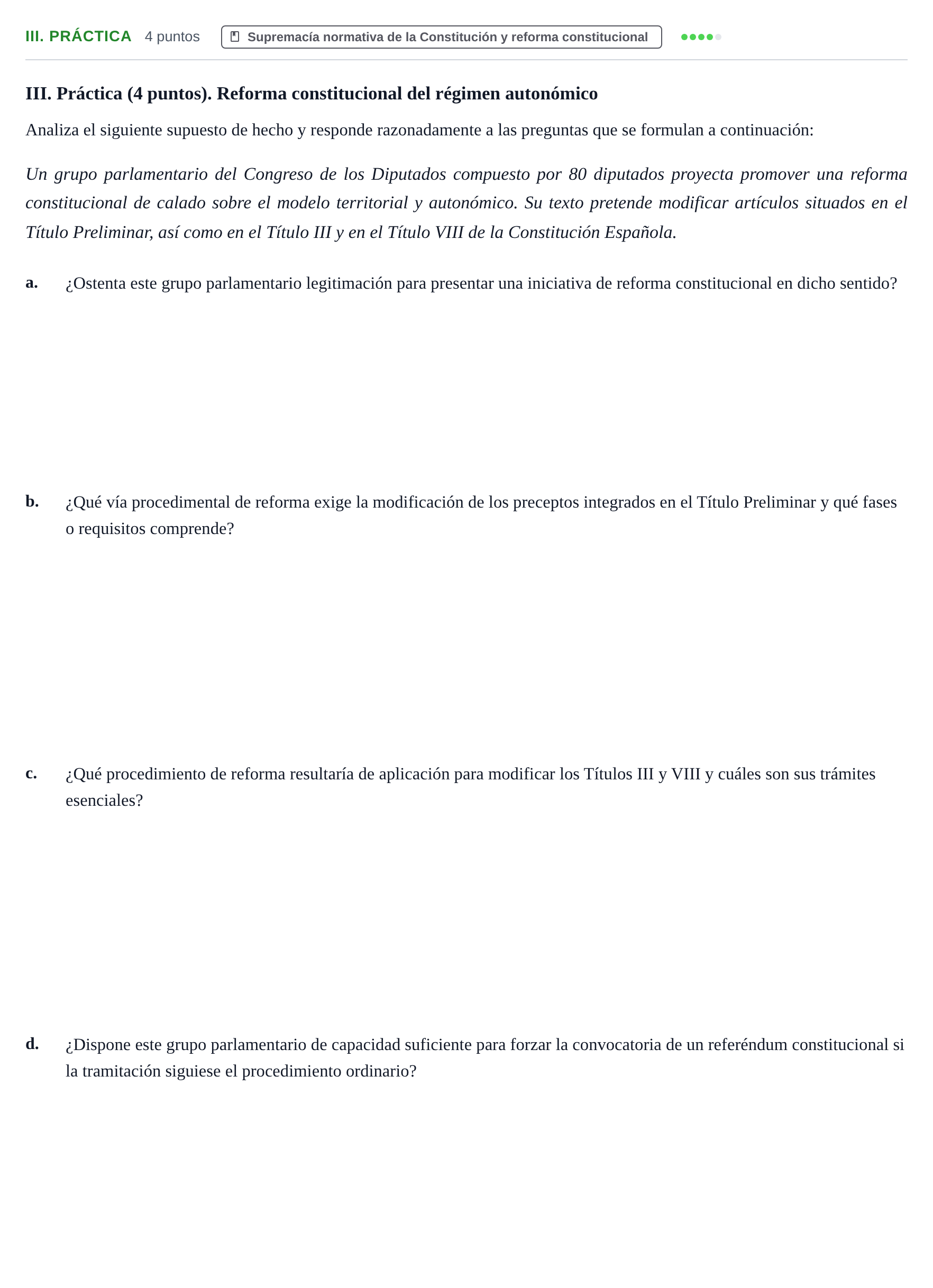 Enunciado: Ejercicio III. Práctica · Sistema constitucional español UOC 2018