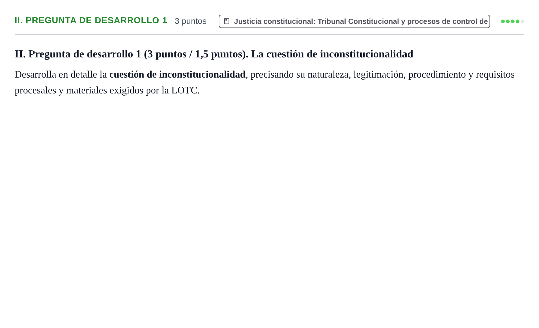 Enunciado: Ejercicio II. Pregunta de desarrollo 1 · Sistema constitucional español UOC 2018