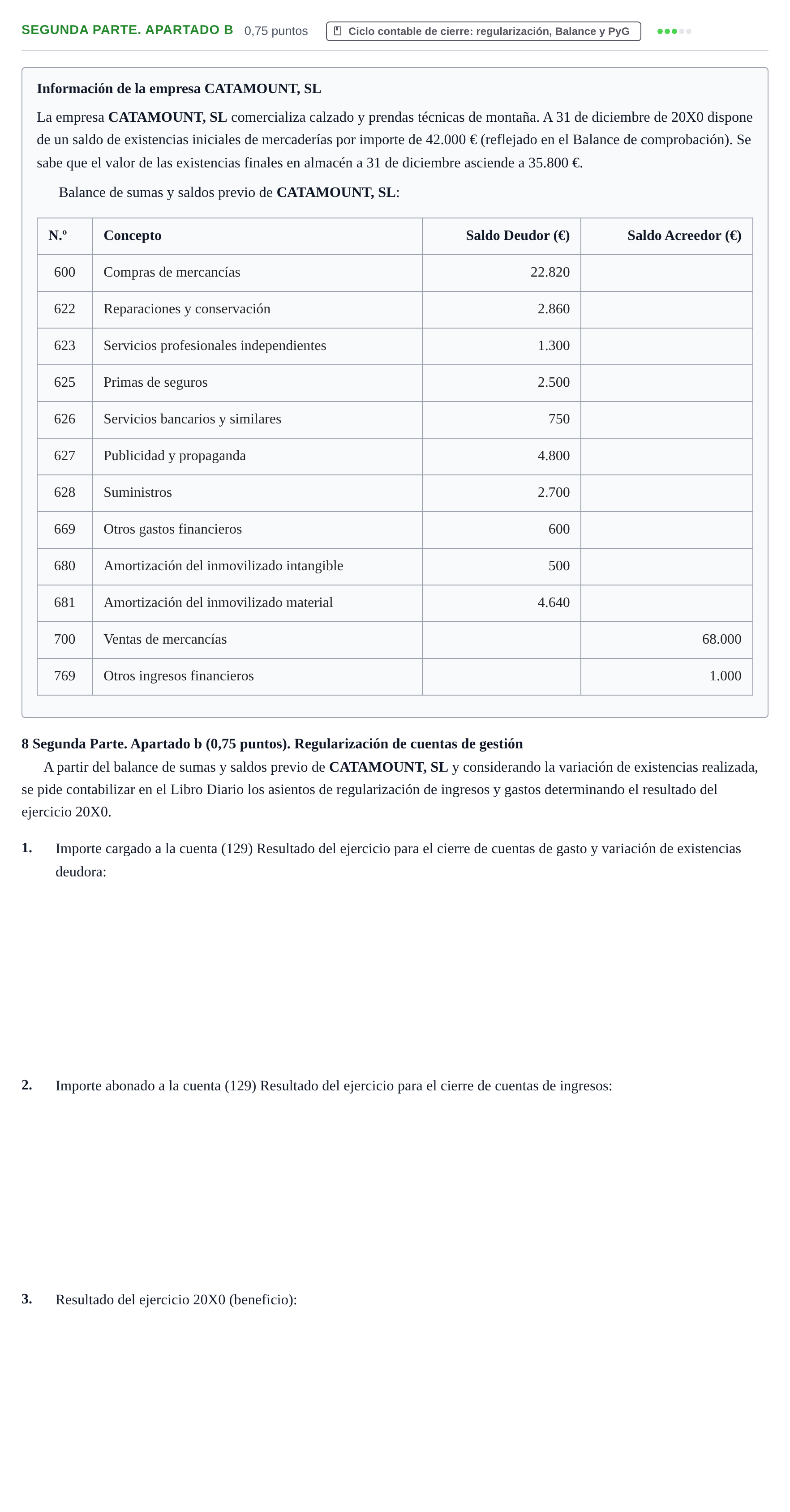 Enunciado: Ejercicio Segunda Parte. Apartado b · Introducción a la Contabilidad UOC Juny 2025