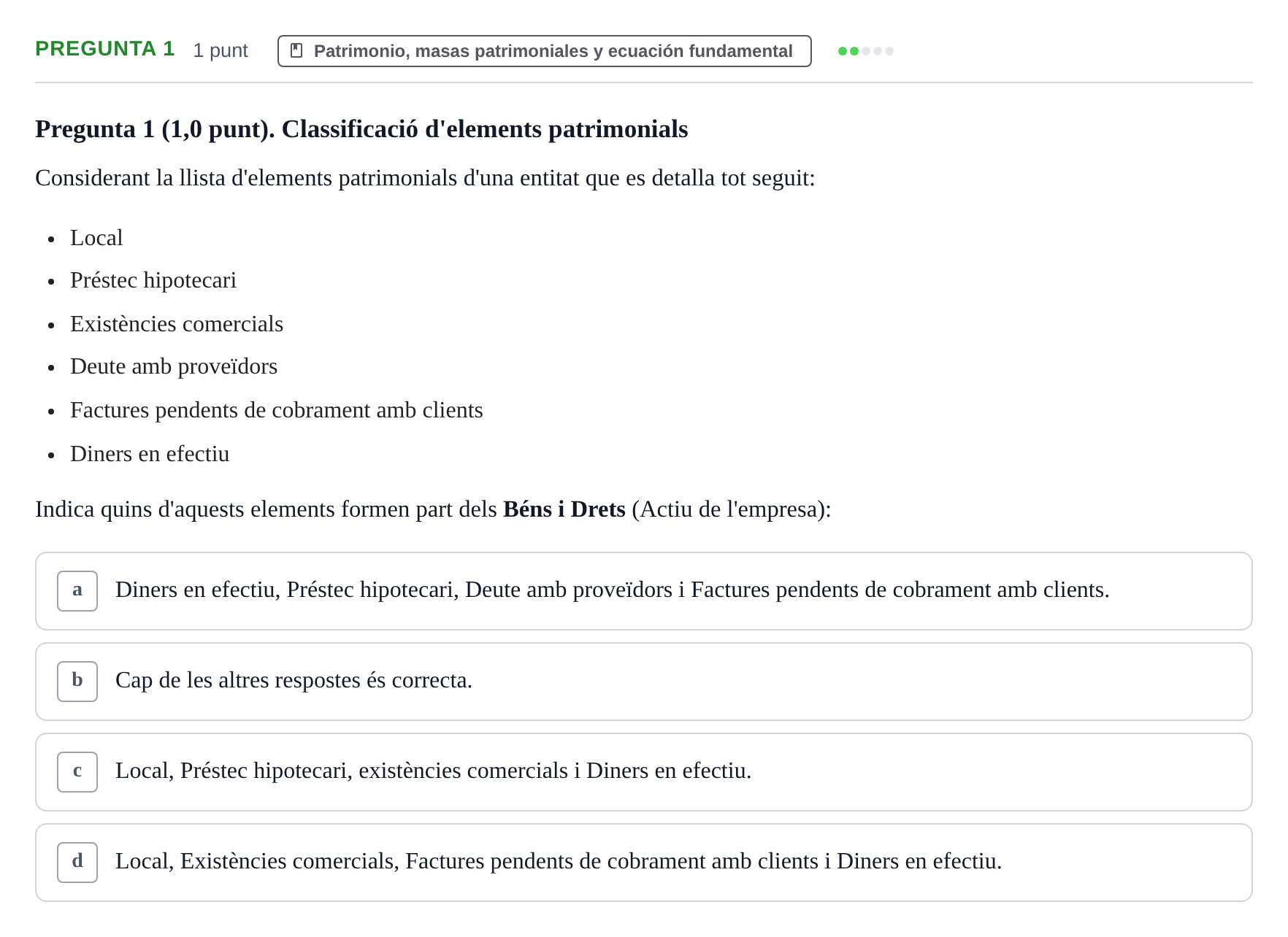 Enunciado: Pregunta 1 · Introducción a la Contabilidad UOC 2023