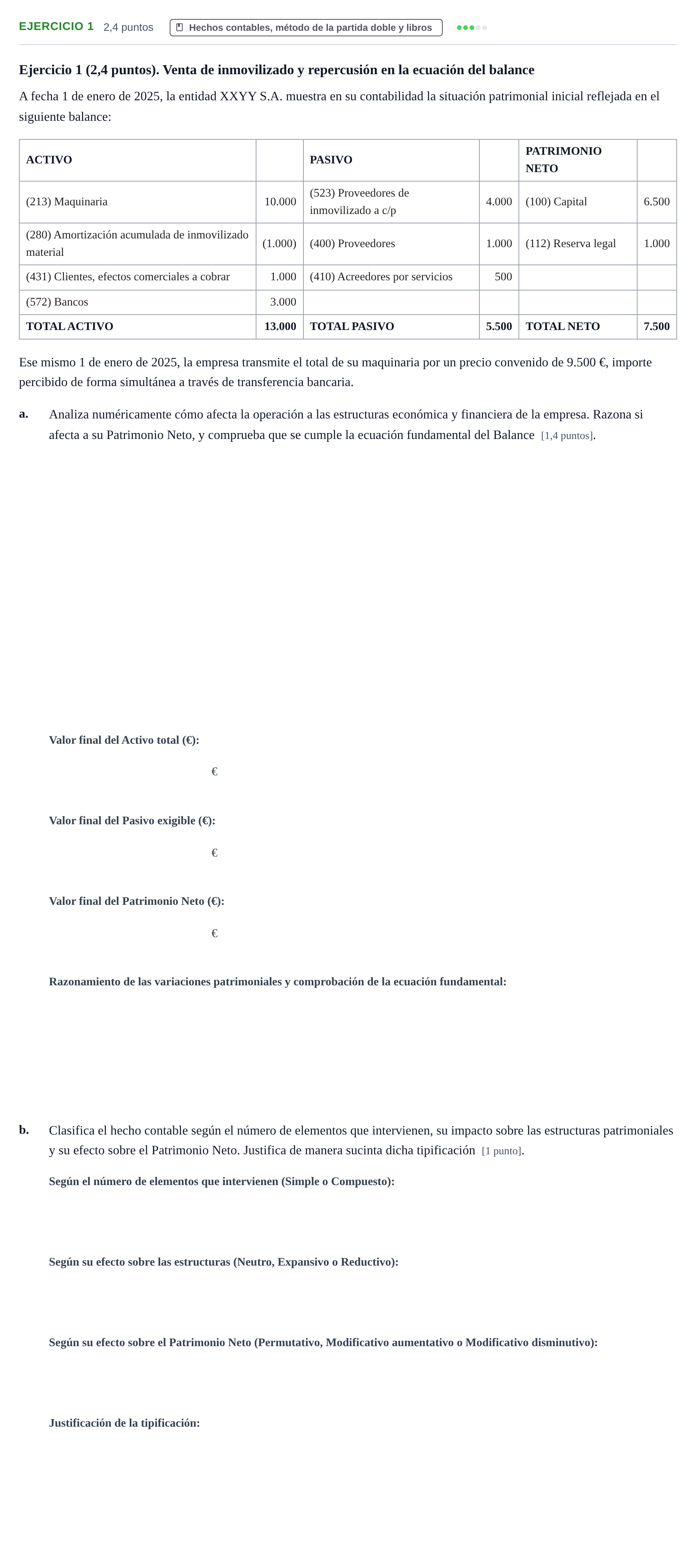 Enunciado: Ejercicio 1 · Introducción a la Contabilidad UOC Juny 2025