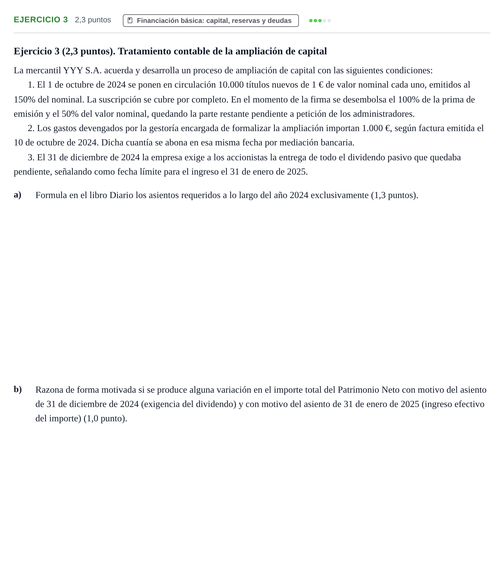 Enunciado: Ejercicio 3 · Introducción a la Contabilidad UOC Juny 2025