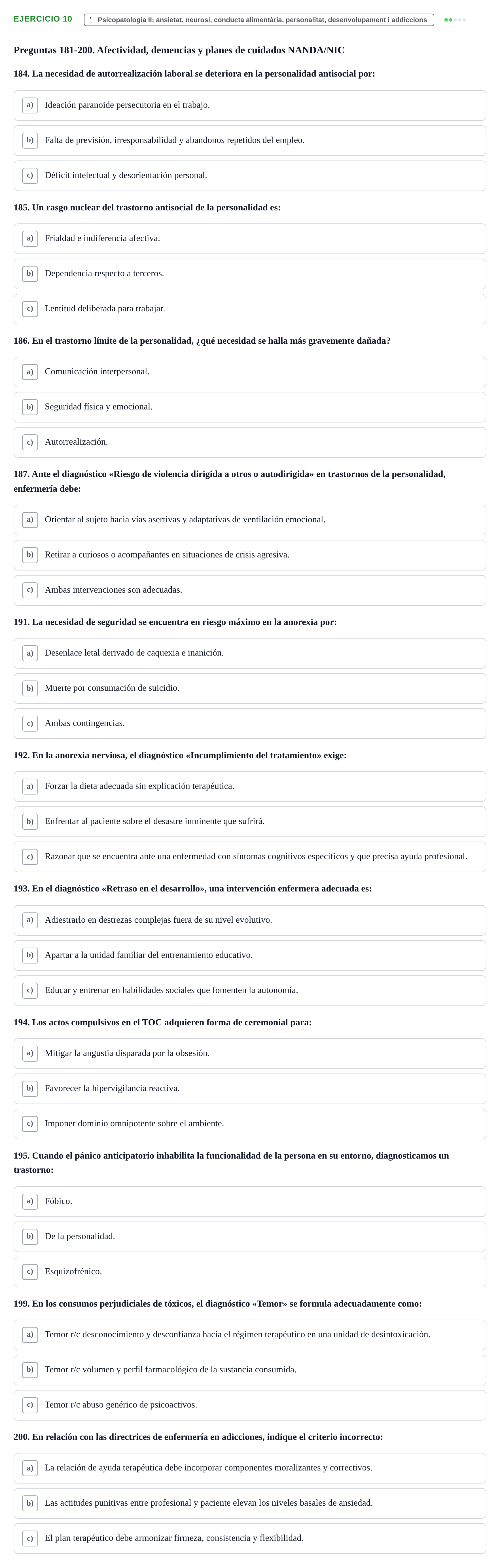 Enunciado: Ejercicio 10 - Psicopatologia II · Ciències Psicosocials Aplicades a la Salut UB Examen de Ciencias Psicosociales y Salud Mental (4.º Semestre)
