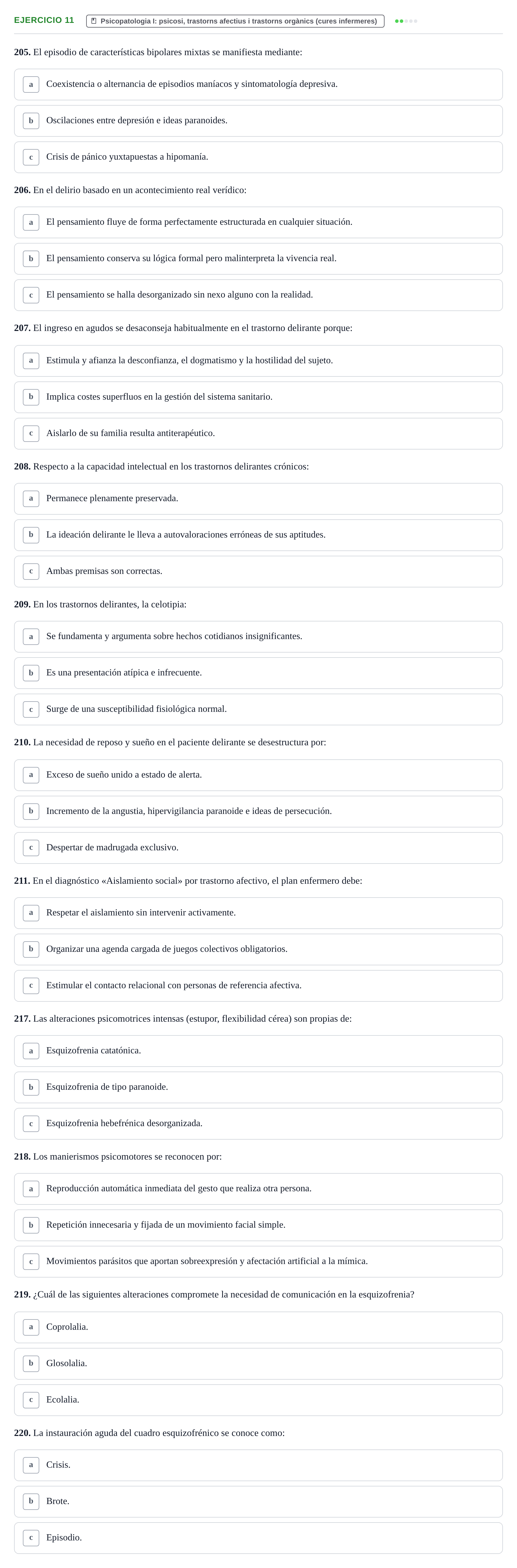 Enunciado: Ejercicio 11 - Psicopatologia I · Ciències Psicosocials Aplicades a la Salut UB Examen de Ciencias Psicosociales y Salud Mental (4.º Semestre)