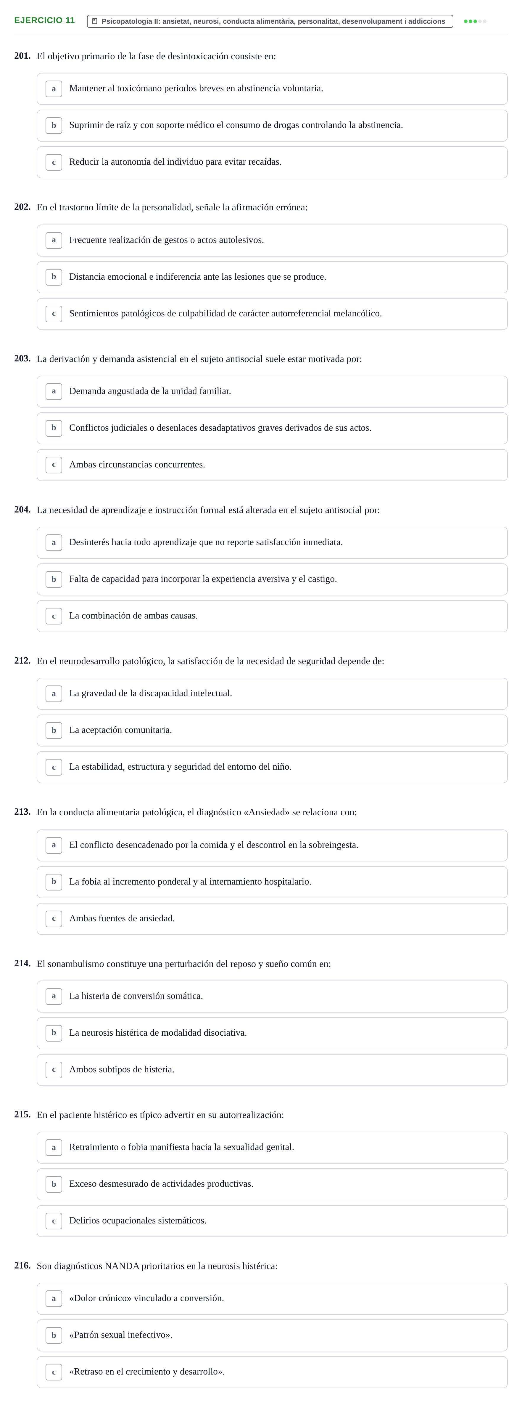 Enunciado: Ejercicio 11 - Psicopatologia II · Ciències Psicosocials Aplicades a la Salut UB Examen de Ciencias Psicosociales y Salud Mental (4.º Semestre)