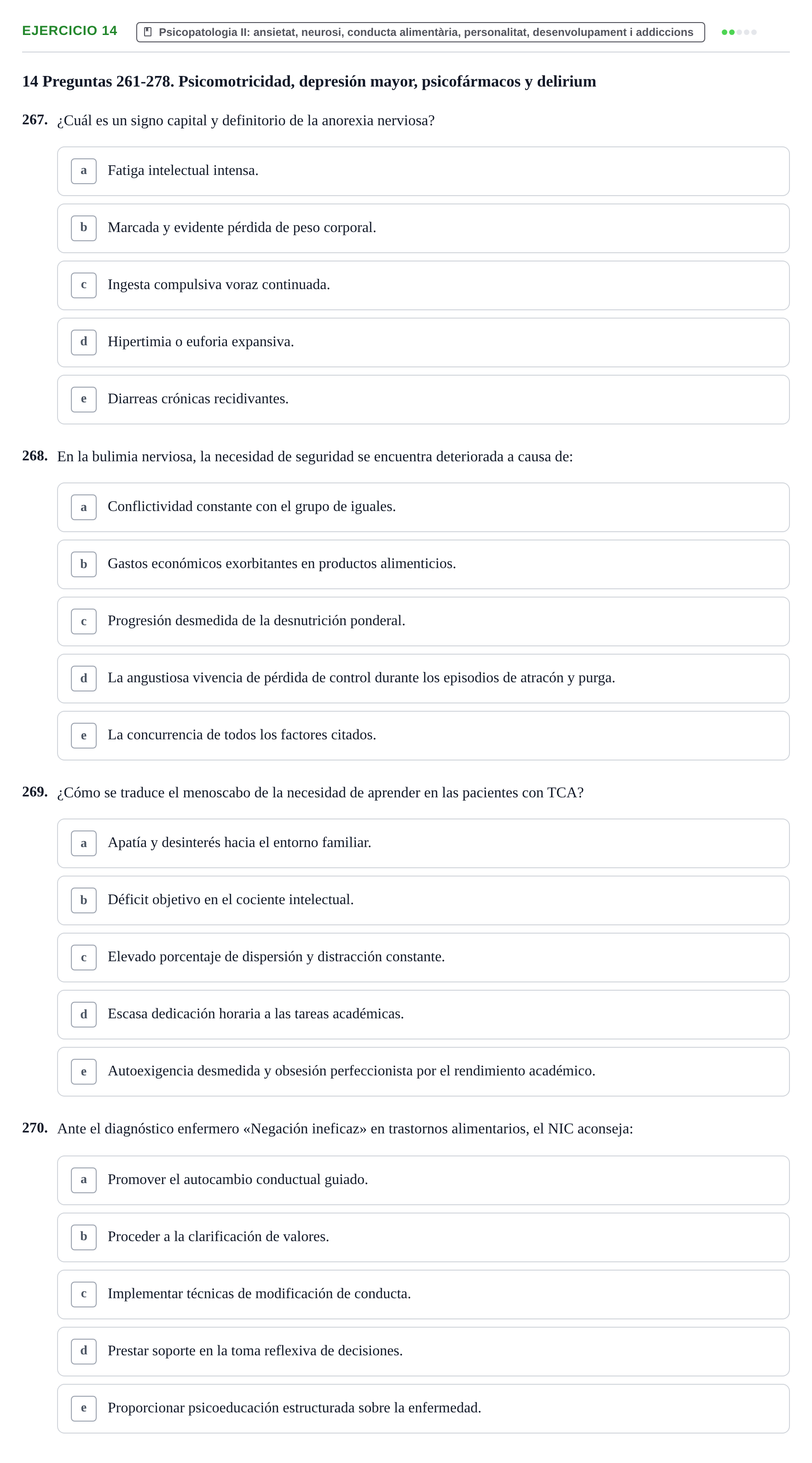 Enunciado: Ejercicio 14 - Psicopatologia II · Ciències Psicosocials Aplicades a la Salut UB Examen de Ciencias Psicosociales y Salud Mental (4.º Semestre)