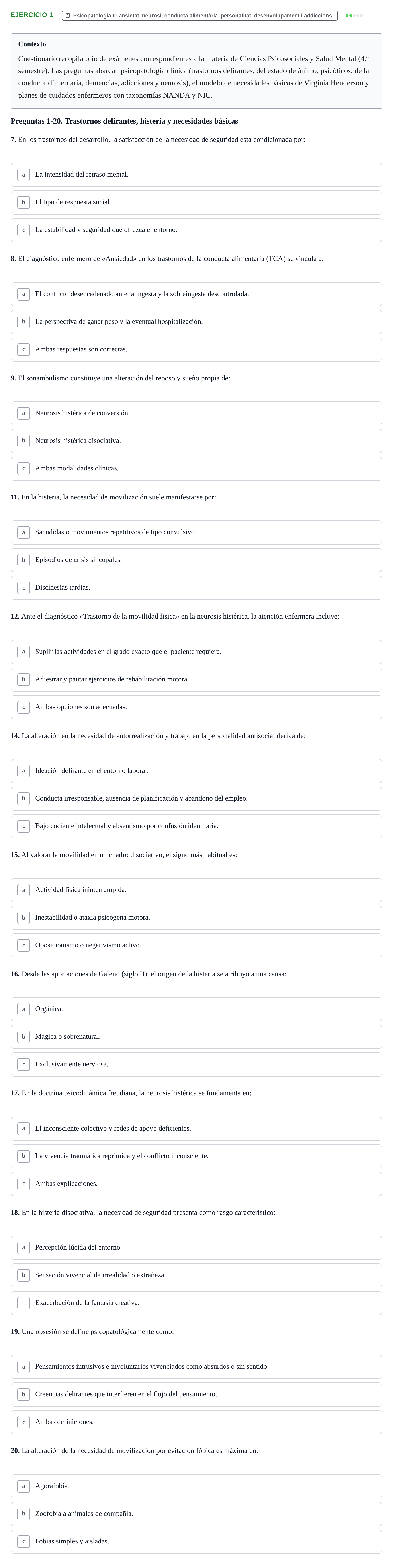Enunciado: Ejercicio 1 - Psicopatologia II · Ciències Psicosocials Aplicades a la Salut UB Examen de Ciencias Psicosociales y Salud Mental (4.º Semestre)