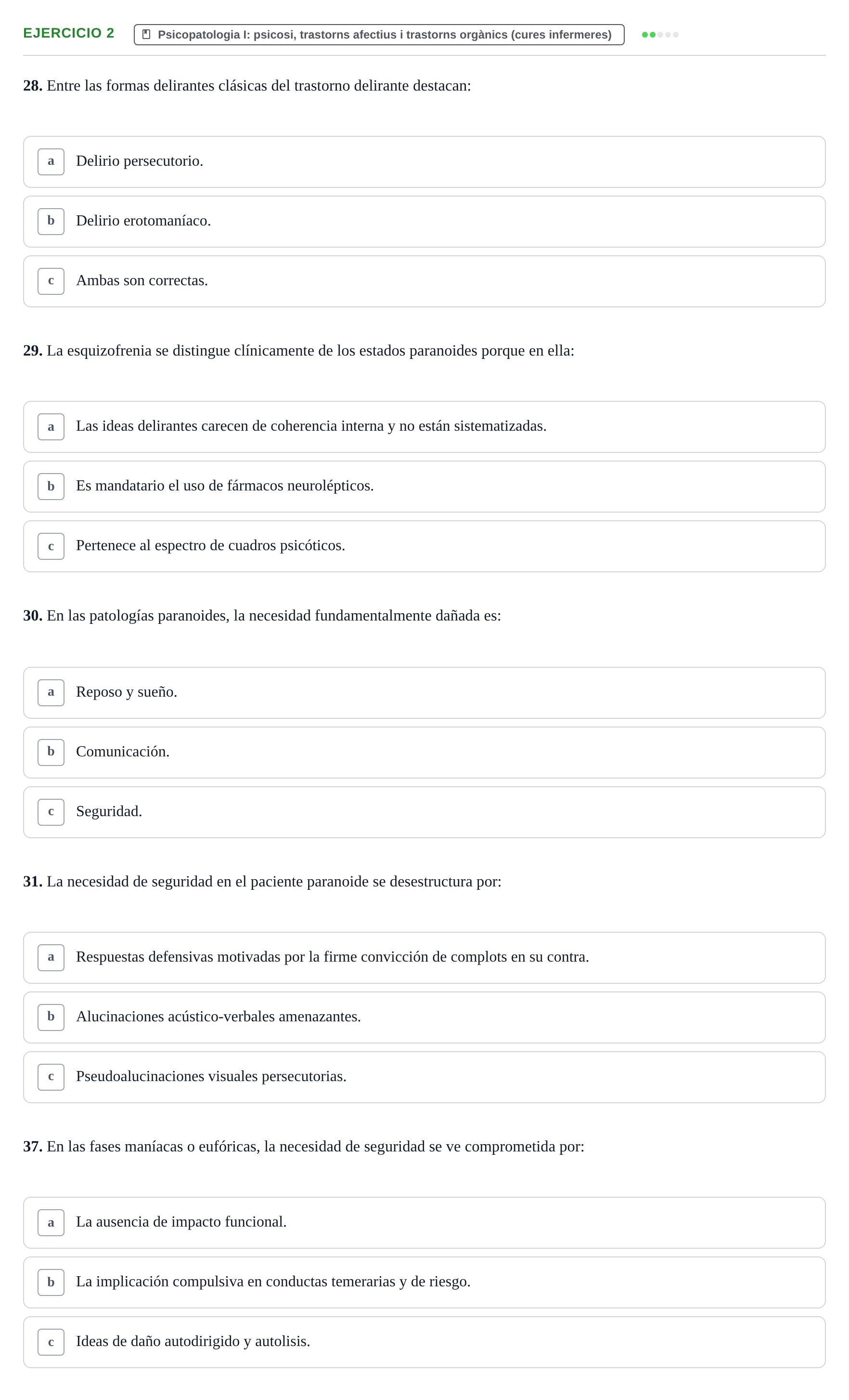 Enunciado: Ejercicio 2 - Psicopatologia I · Ciències Psicosocials Aplicades a la Salut UB Examen de Ciencias Psicosociales y Salud Mental (4.º Semestre)