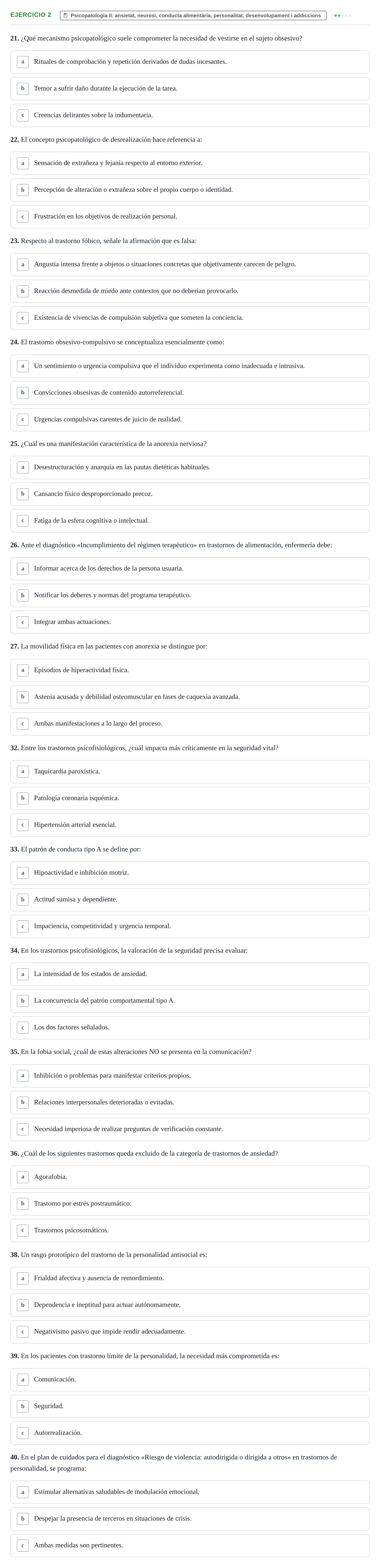 Enunciado: Ejercicio 2 - Psicopatologia II · Ciències Psicosocials Aplicades a la Salut UB Examen de Ciencias Psicosociales y Salud Mental (4.º Semestre)
