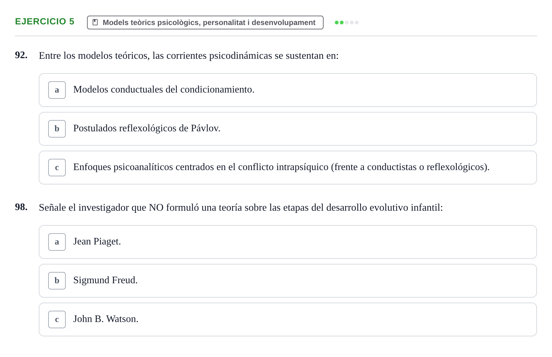 Enunciado: Ejercicio 5 - Models teòrics psicològics · Ciències Psicosocials Aplicades a la Salut UB Examen de Ciencias Psicosociales y Salud Mental (4.º Semestre)