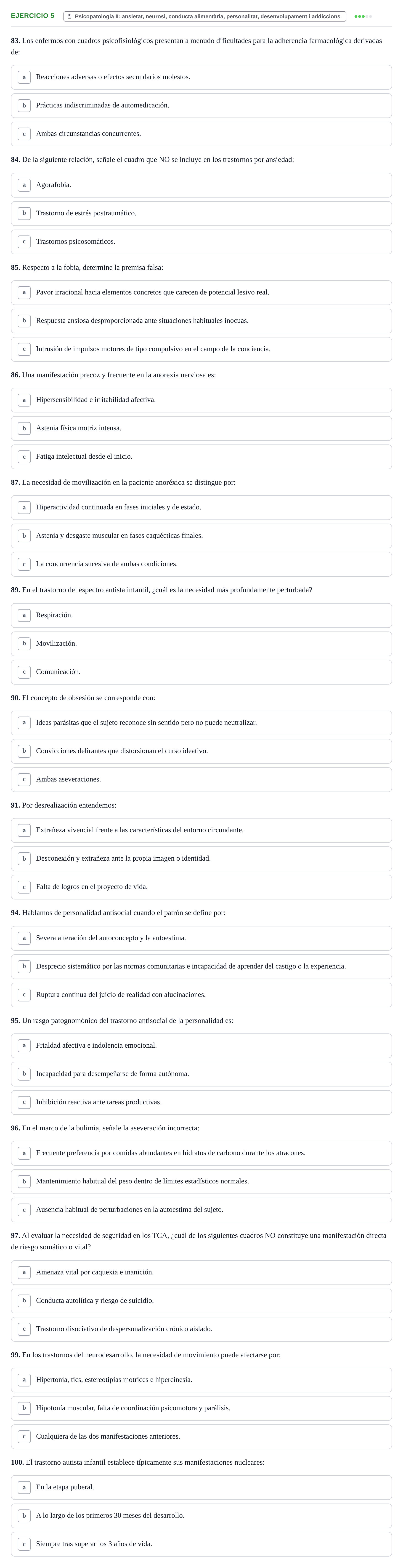 Enunciado: Ejercicio 5 - Psicopatologia II · Ciències Psicosocials Aplicades a la Salut UB Examen de Ciencias Psicosociales y Salud Mental (4.º Semestre)