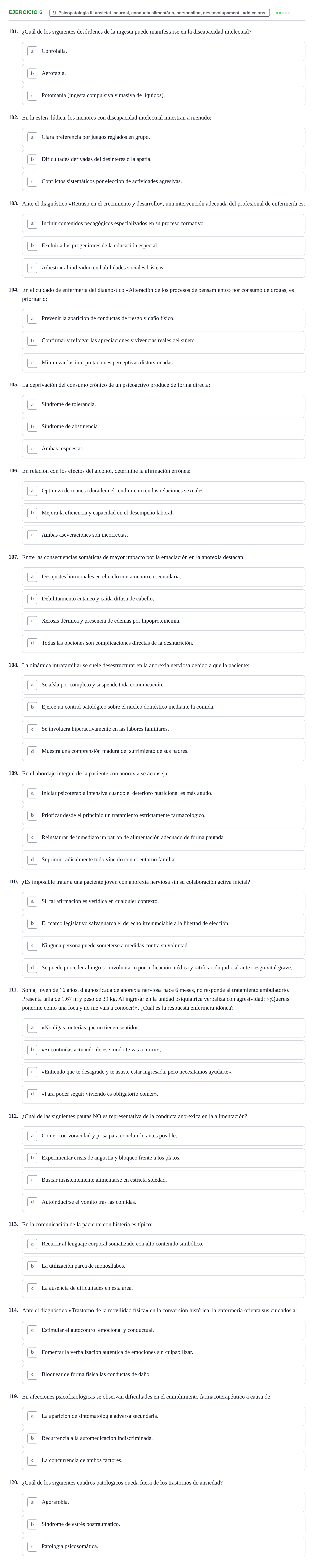 Enunciado: Ejercicio 6 - Psicopatologia II · Ciències Psicosocials Aplicades a la Salut UB Examen de Ciencias Psicosociales y Salud Mental (4.º Semestre)