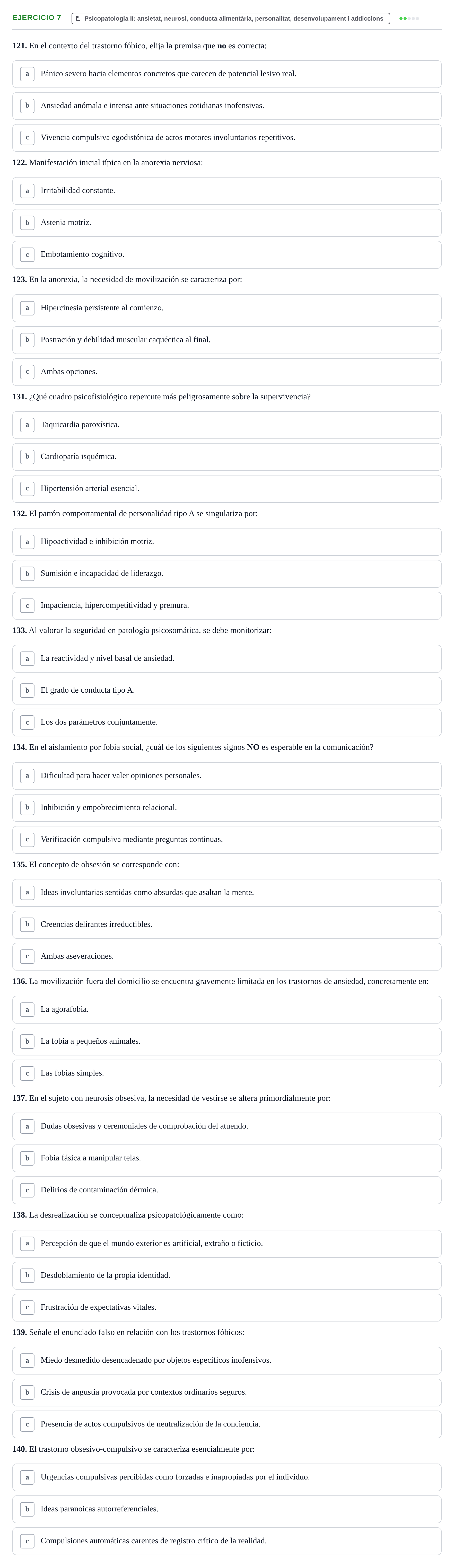 Enunciado: Ejercicio 7 - Psicopatologia II · Ciències Psicosocials Aplicades a la Salut UB Examen de Ciencias Psicosociales y Salud Mental (4.º Semestre)