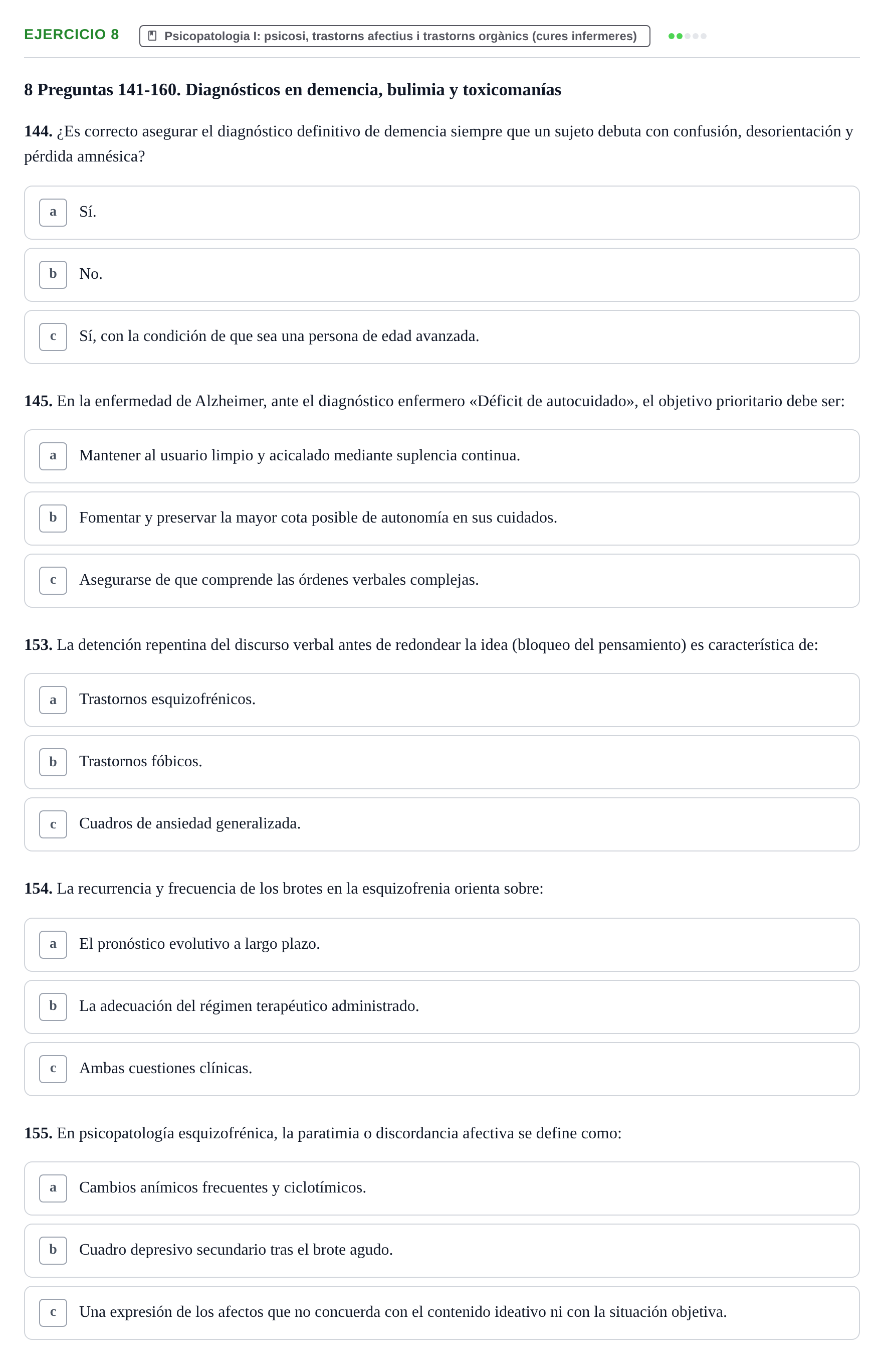 Enunciado: Ejercicio 8 - Psicopatologia I · Ciències Psicosocials Aplicades a la Salut UB Examen de Ciencias Psicosociales y Salud Mental (4.º Semestre)