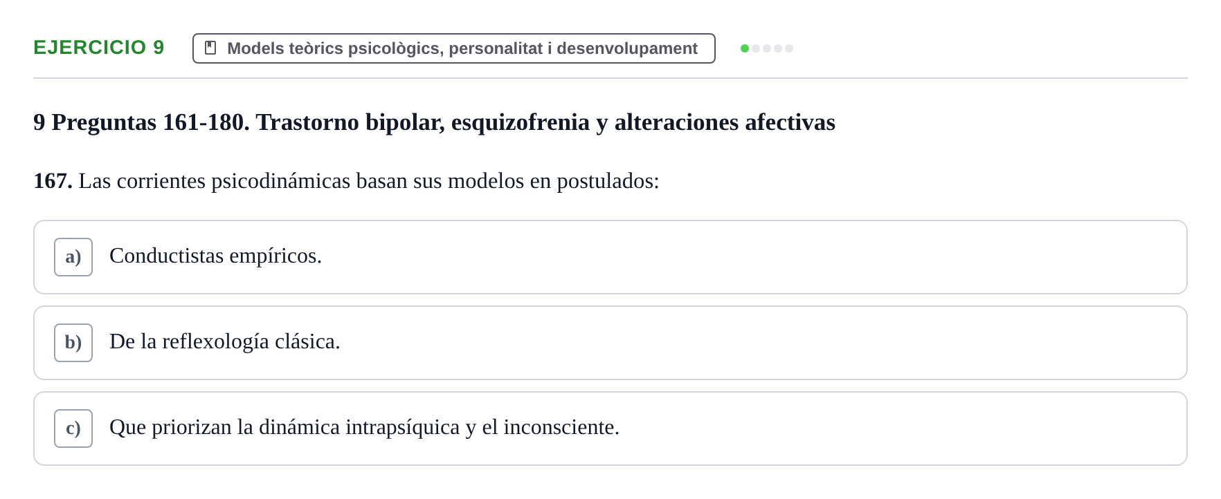 Enunciado: Ejercicio 9 - Models teòrics psicològics · Ciències Psicosocials Aplicades a la Salut UB Examen de Ciencias Psicosociales y Salud Mental (4.º Semestre)