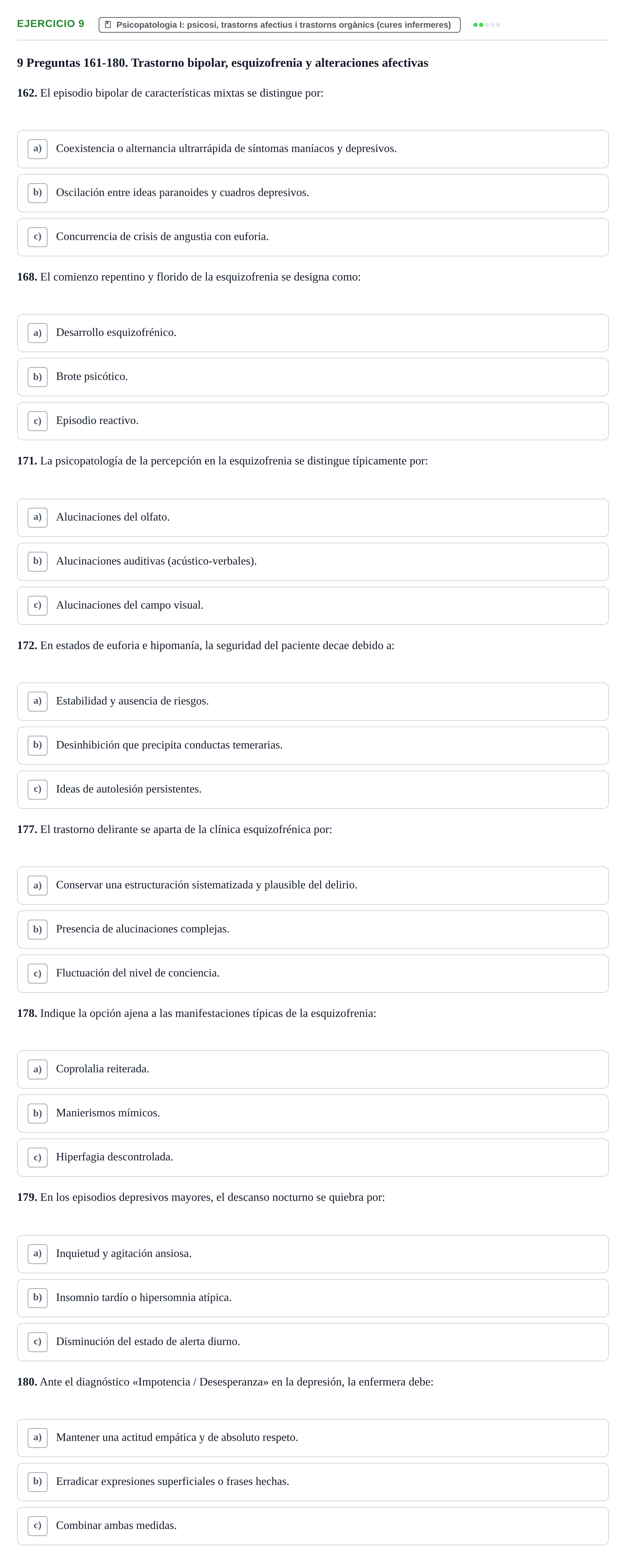 Enunciado: Ejercicio 9 - Psicopatologia I · Ciències Psicosocials Aplicades a la Salut UB Examen de Ciencias Psicosociales y Salud Mental (4.º Semestre)