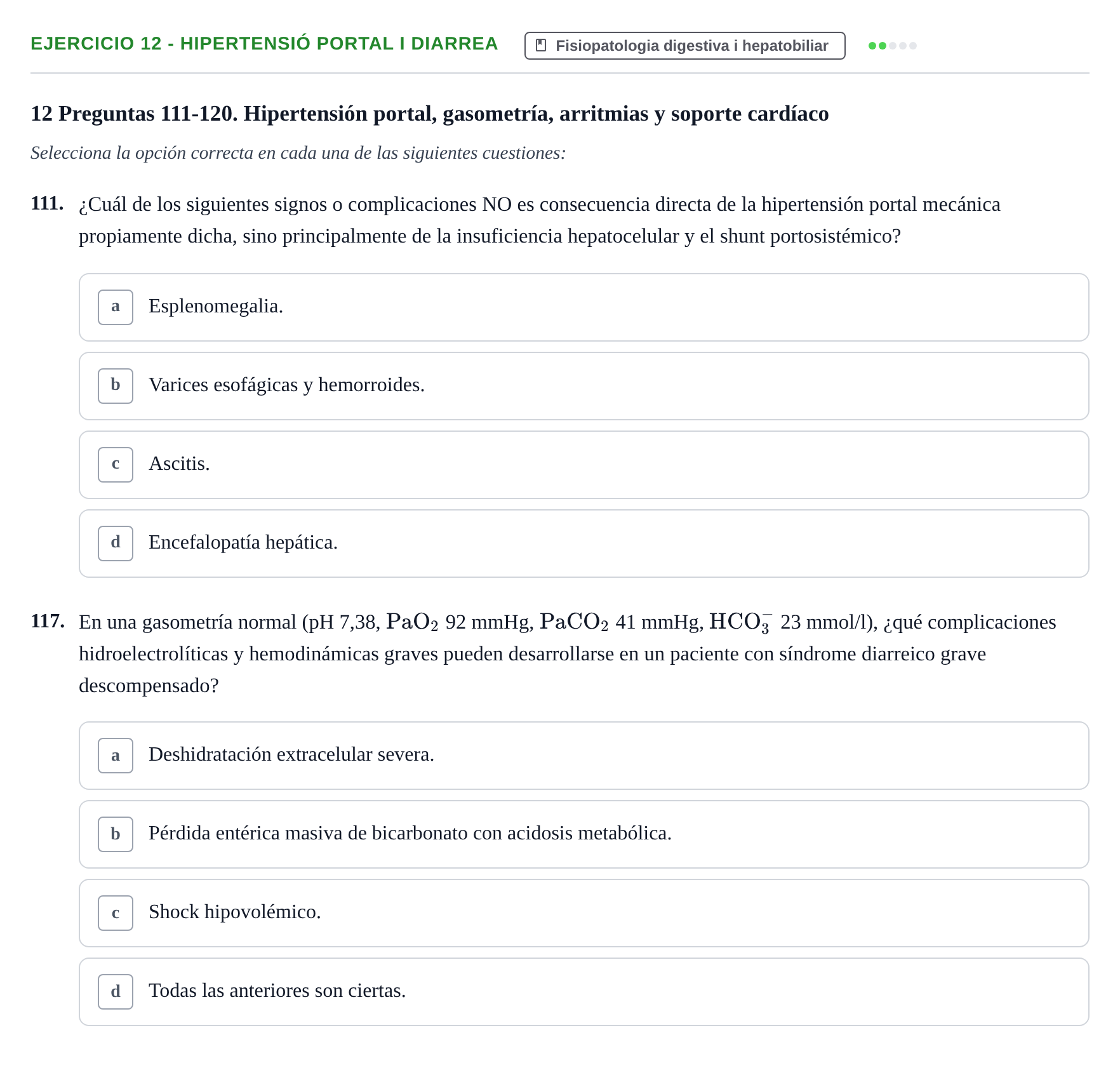 Enunciado: Ejercicio 12 - Hipertensió portal i diarrea · Fisiopatologia. Diagnòstic per la imatge UB Examen recopilatorio de Fisiopatología General