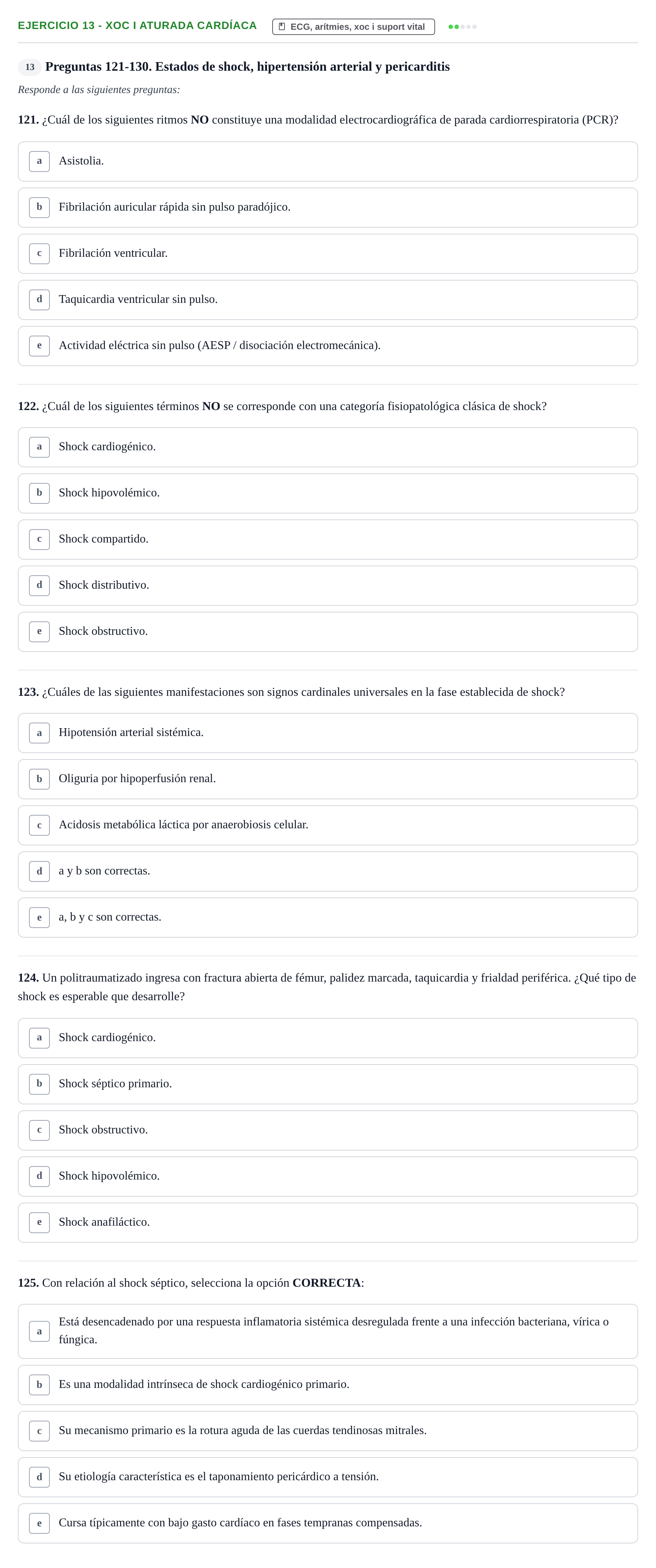 Enunciado: Ejercicio 13 - Xoc i aturada cardíaca · Fisiopatologia. Diagnòstic per la imatge UB Examen recopilatorio de Fisiopatología General