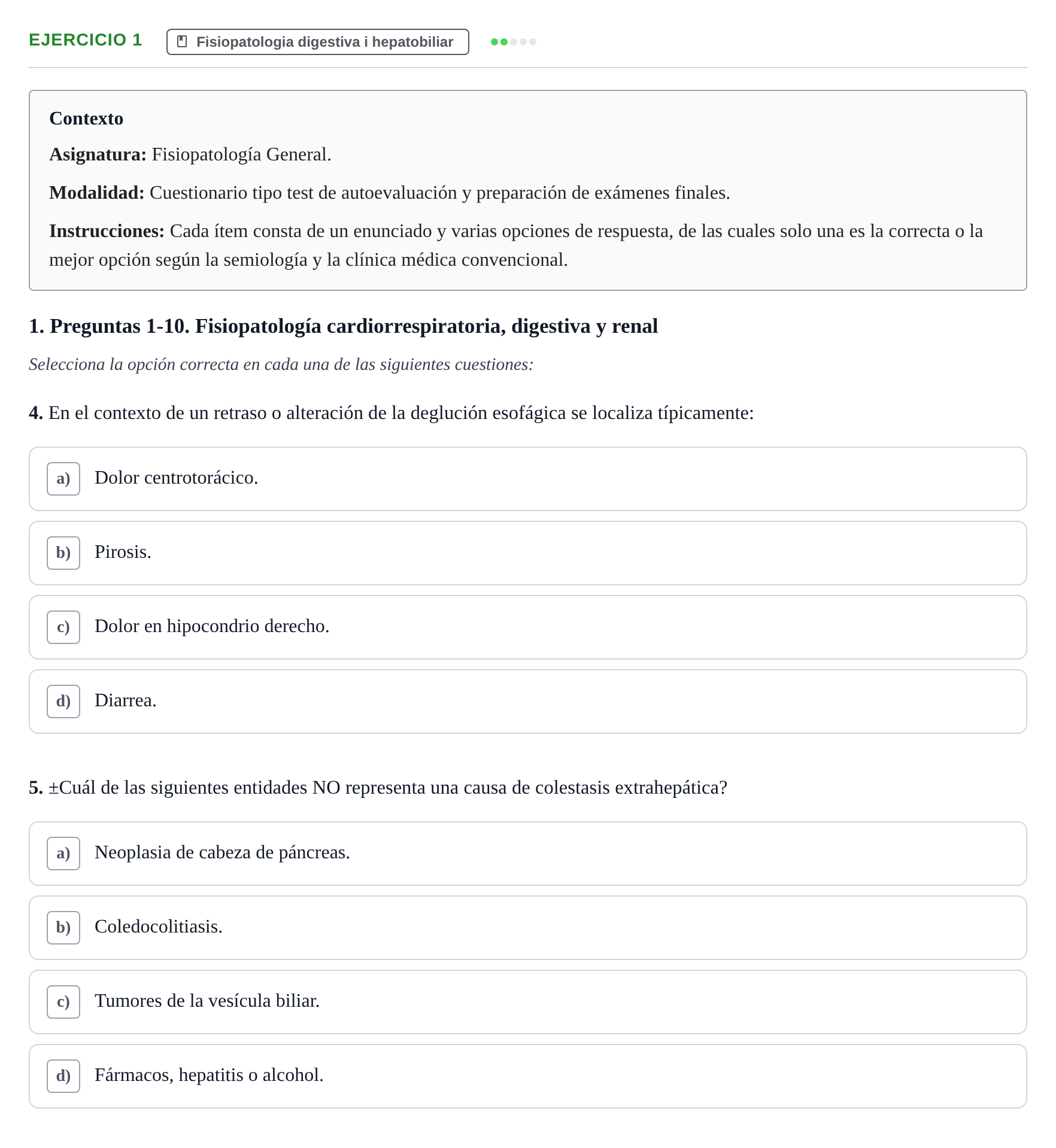 Enunciado: Ejercicio 1 - Fisiopatologia digestiva · Fisiopatologia. Diagnòstic per la imatge UB Examen recopilatorio de Fisiopatología General